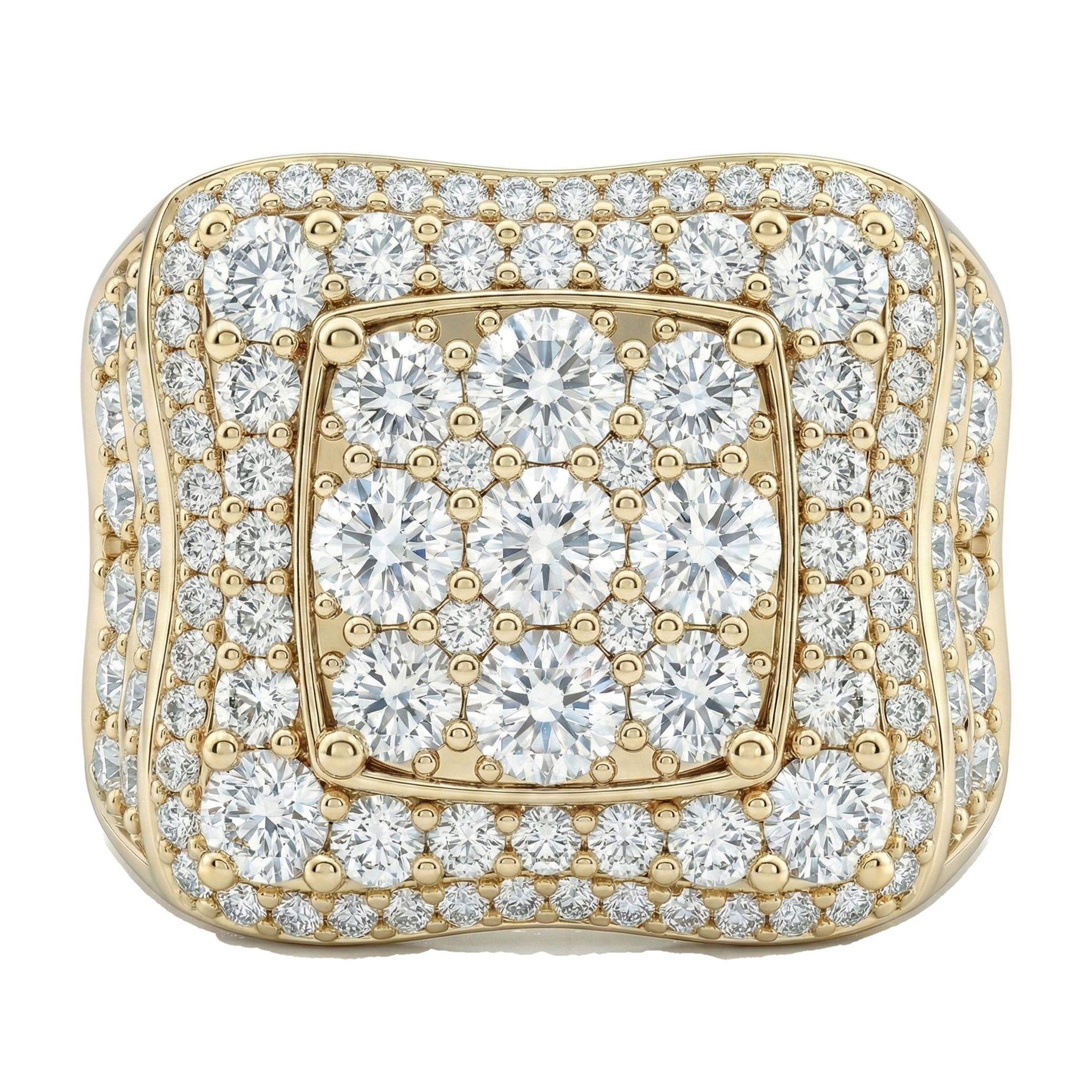 3.10 ct EF VS Lab Grown Diamond Mens Statement Ring in 14k Yellow Gold _ Sz0675 101264