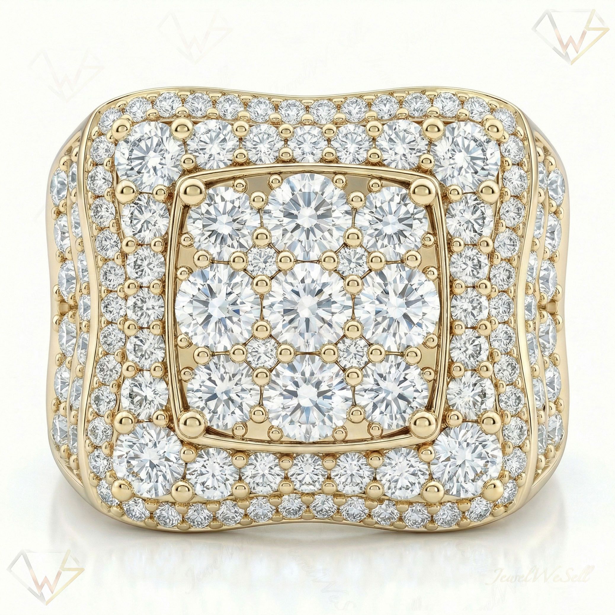 3.10 ct EF VS Lab Grown Diamond Mens Statement Ring in 10k Yellow Gold _ Sz0475 101264