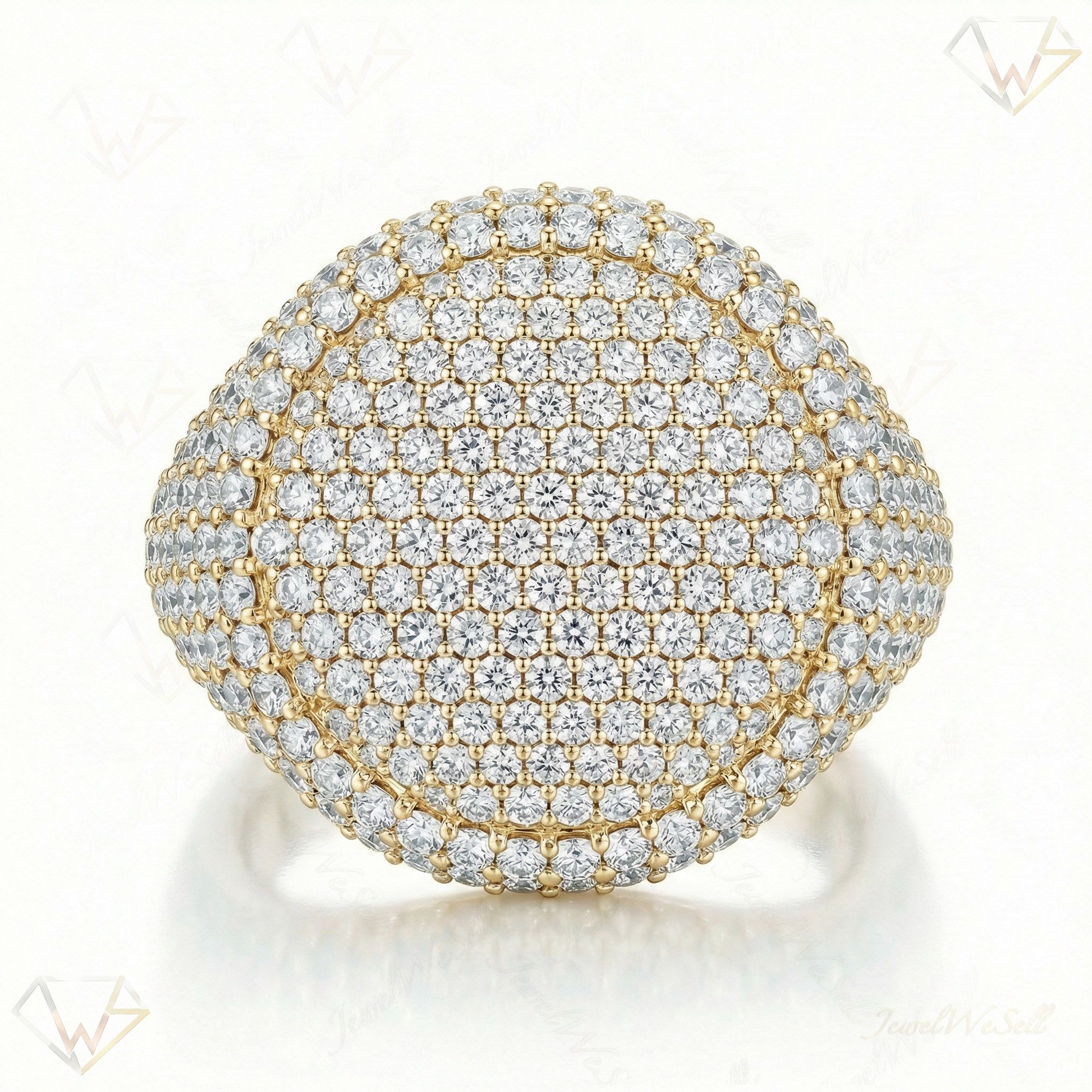 5.90 ct EF VS Lab Grown Diamond Mens Statement Ring in 10k Yellow Gold _ Sz1050 101283