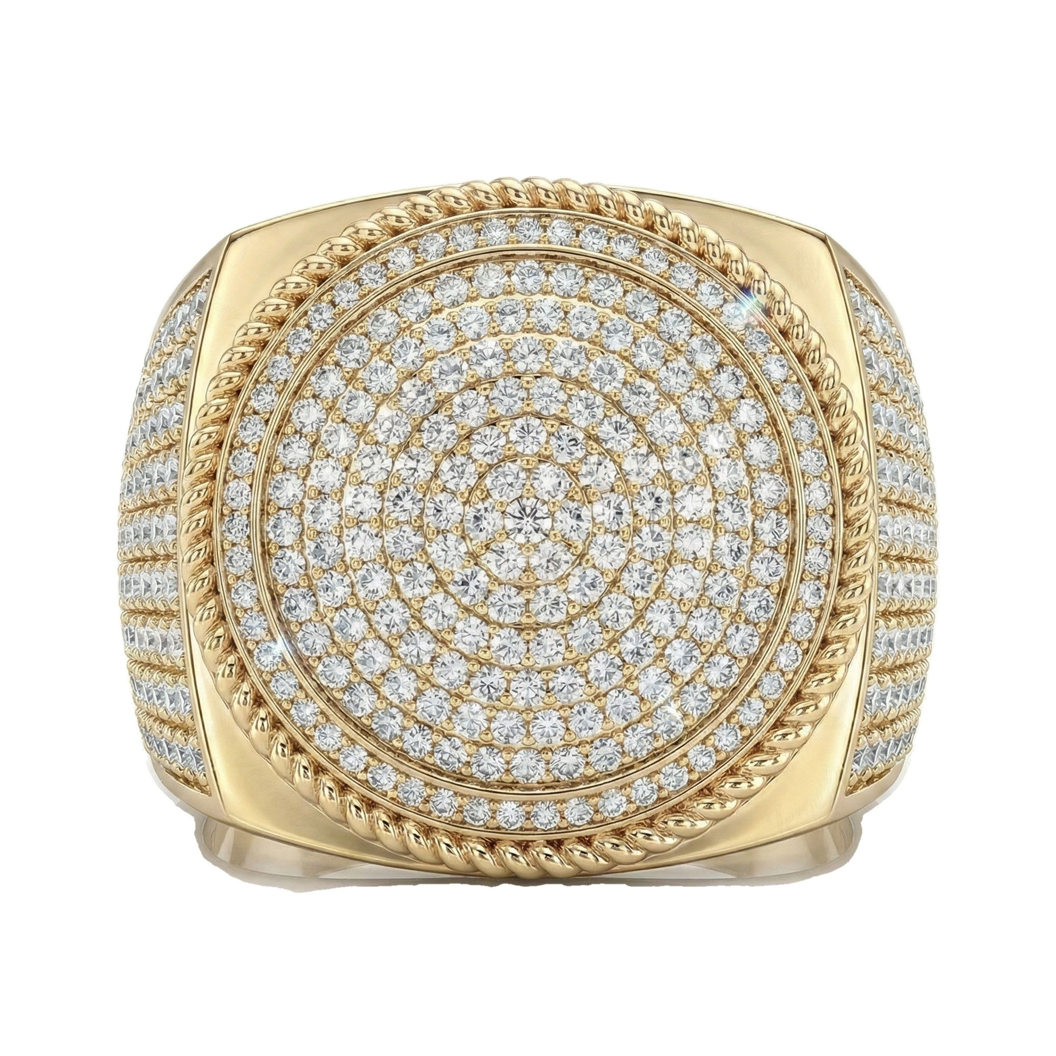 2.10 ct EF VS Lab Grown Diamond Mens Statement Ring in 14k Yellow Gold _ Sz1025 101294