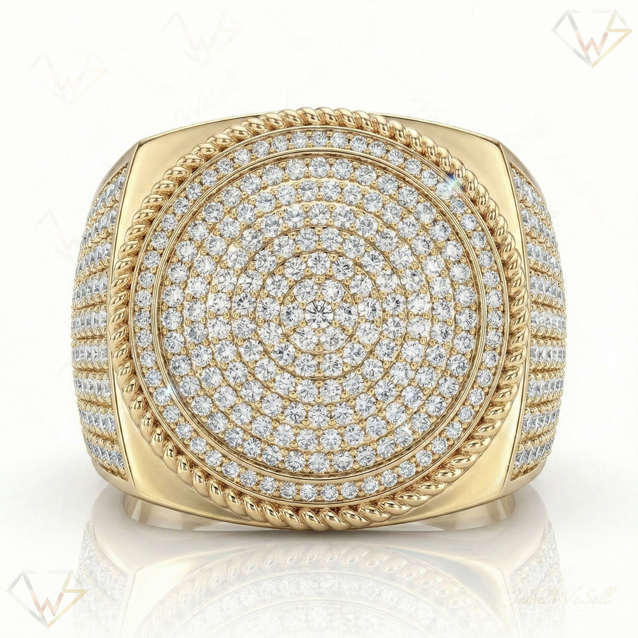 2.10 ct EF VS Lab Grown Diamond Mens Statement Ring in 10k Yellow Gold _ Sz1125 101294