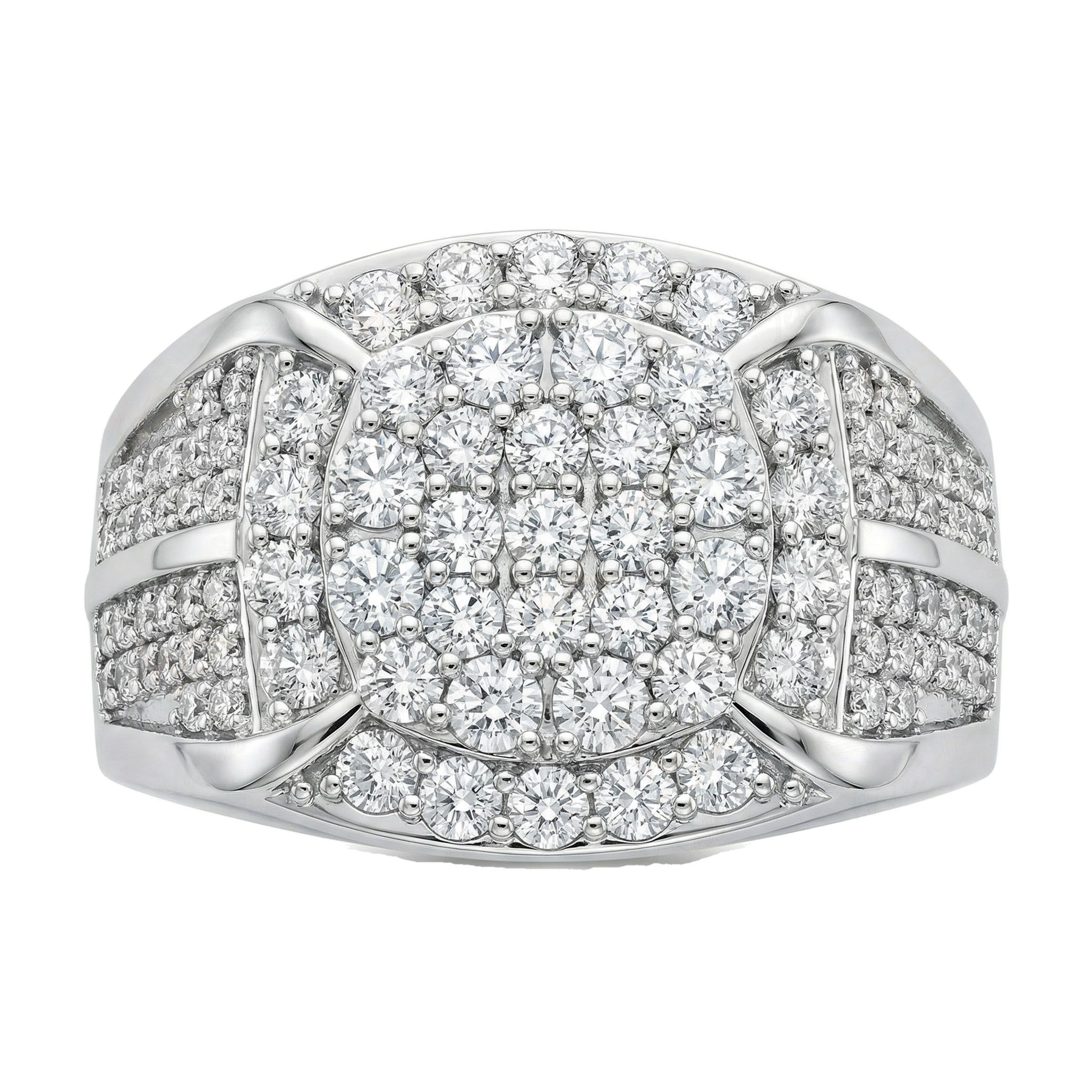 2.25 ct EF VS Lab Grown Diamond Mens Statement Ring in 10k White Gold _ Sz1075 101318