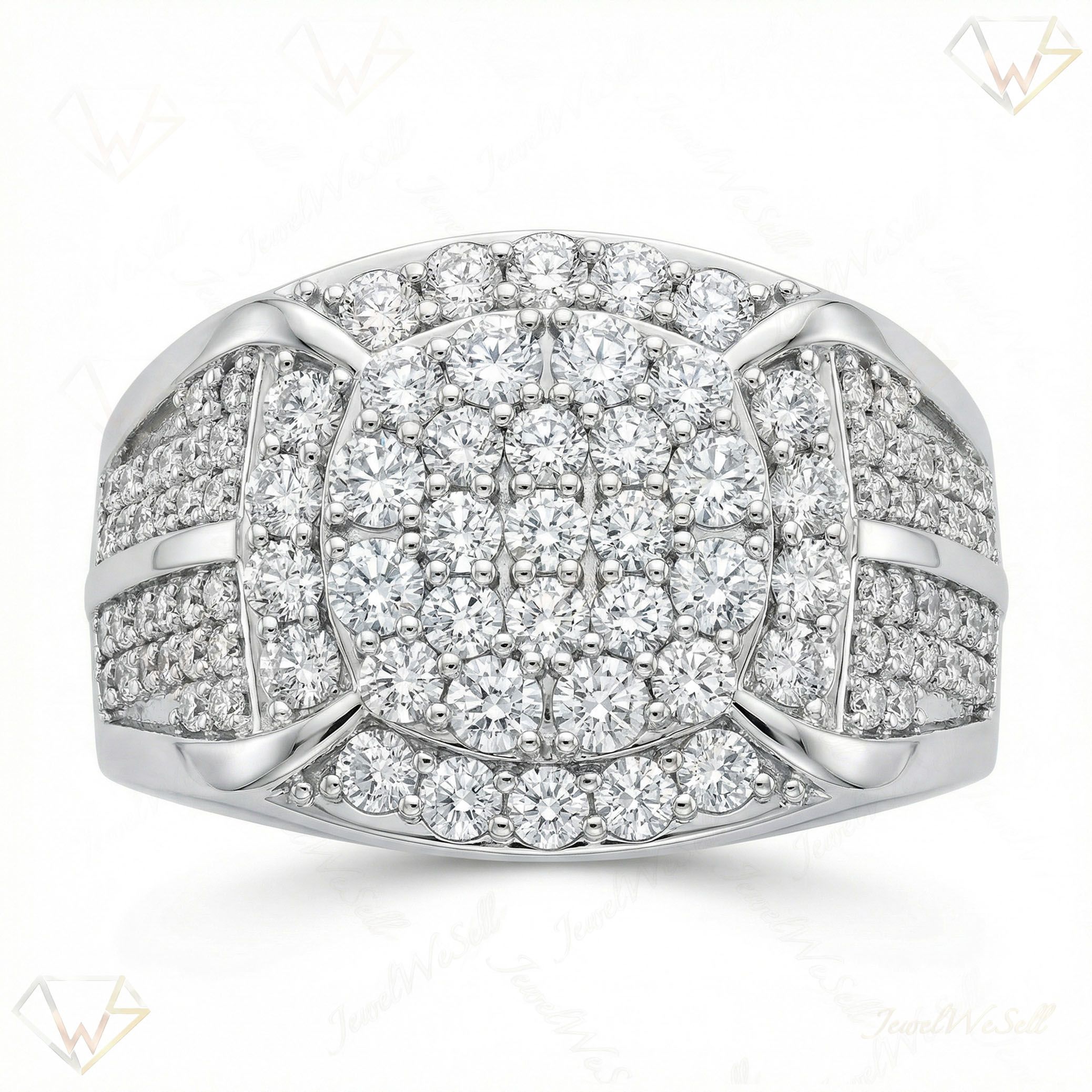 2.25 ct EF VS Lab Grown Diamond Mens Statement Ring in 10k White Gold _ Sz0875 101318