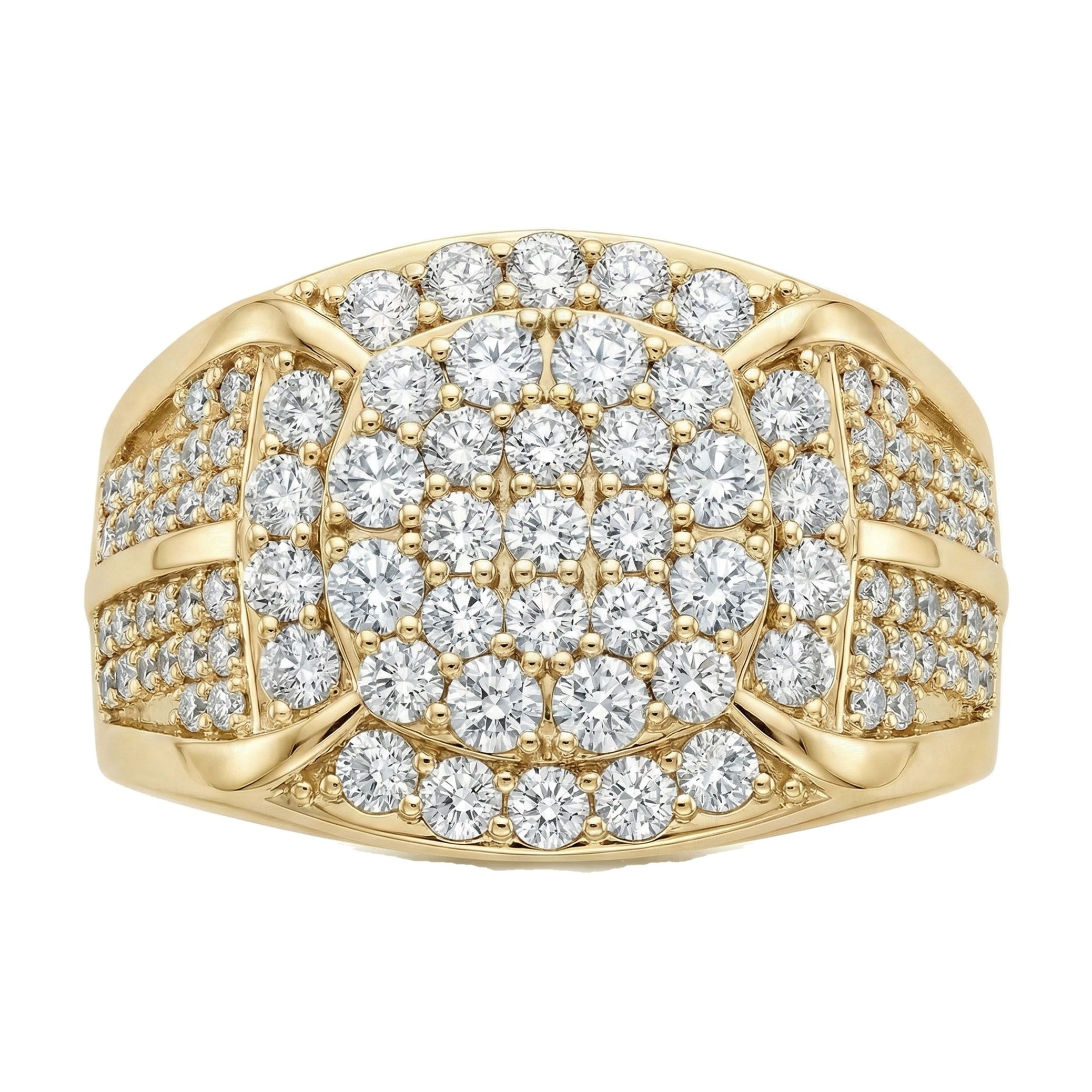 2.25 ct EF VS Lab Grown Diamond Mens Statement Ring in 14k Yellow Gold _ Sz1125 101318