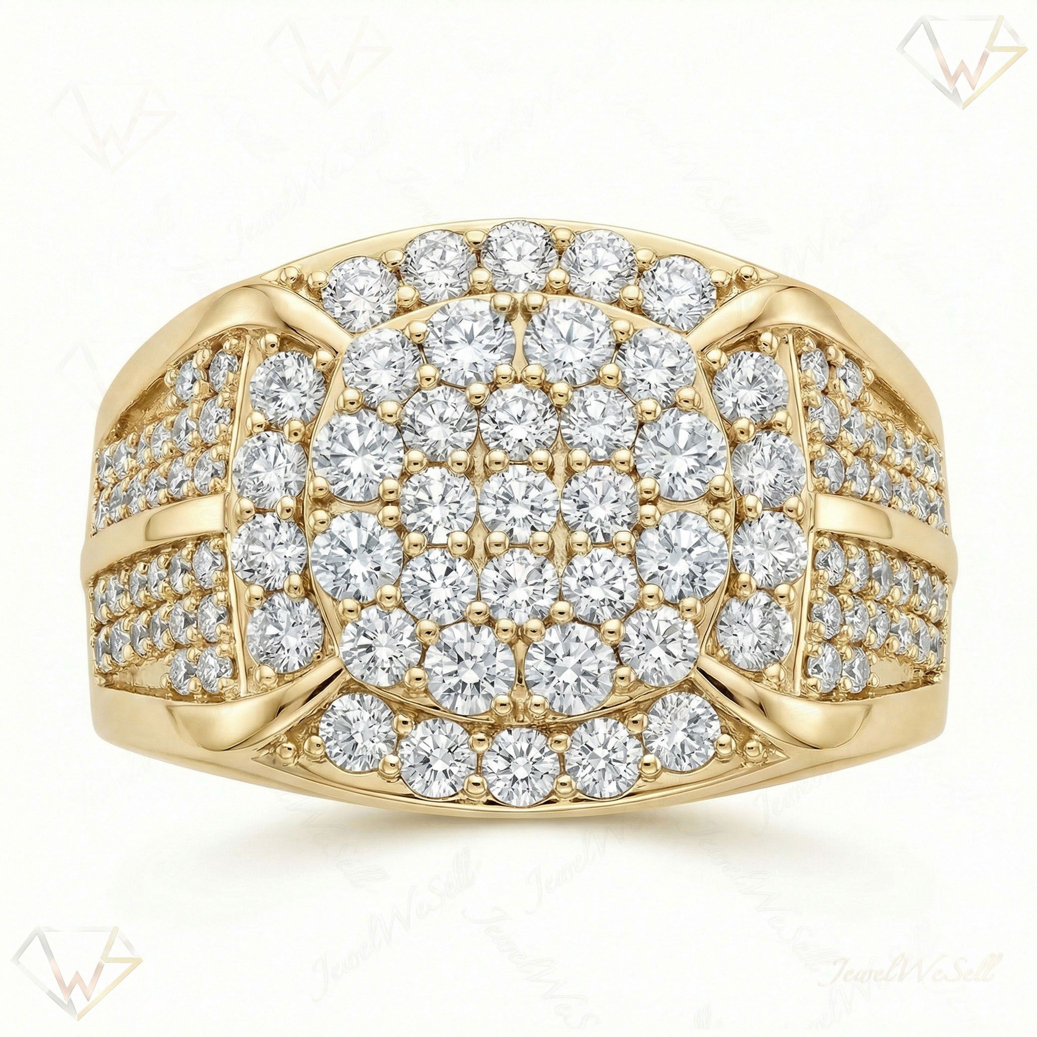 2.25 ct EF VS Lab Grown Diamond Mens Statement Ring in 10k Yellow Gold _ Sz1175 101318