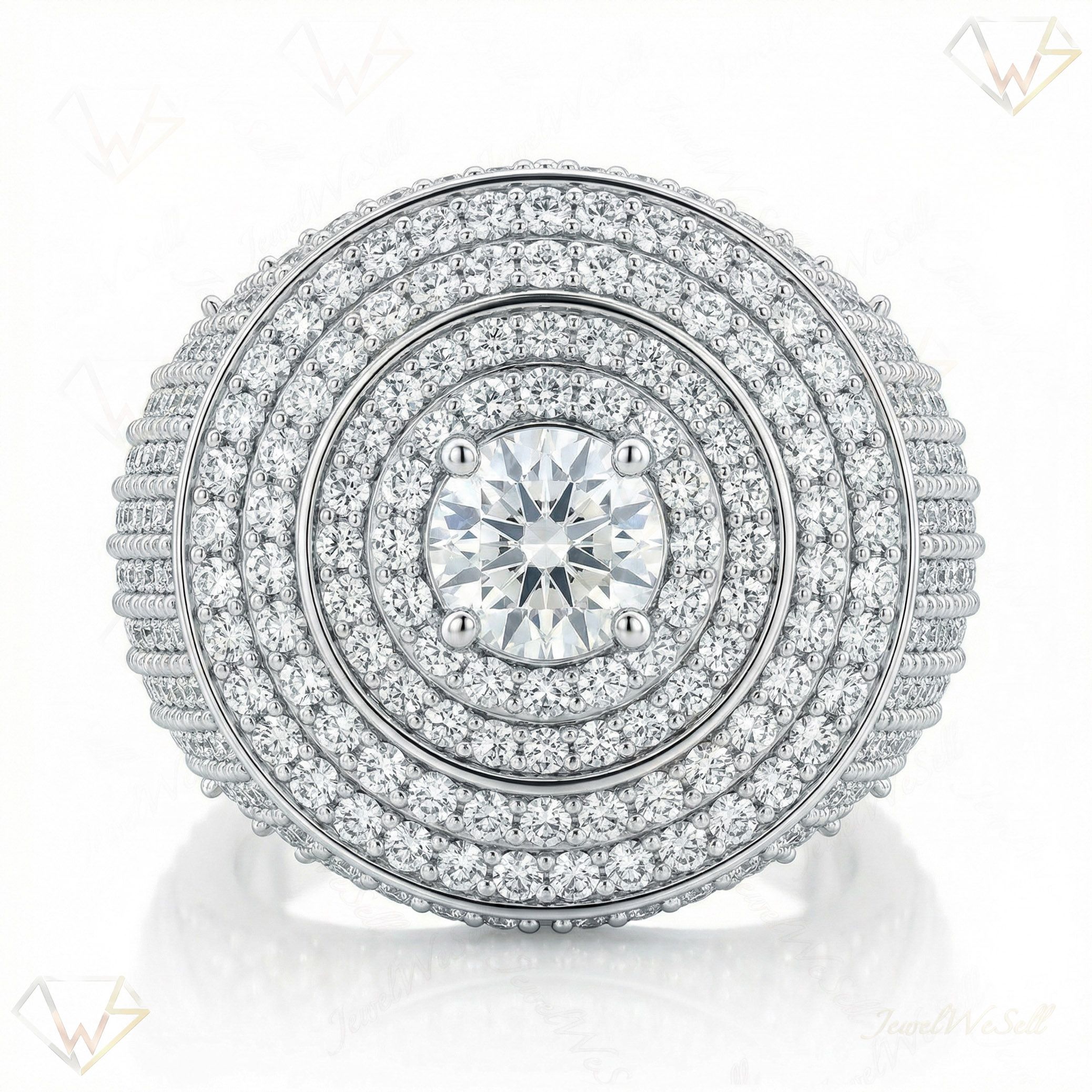4.80 ct EF VS Lab Grown Diamond Mens Statement Ring in 10k White Gold _ Sz0475 101330