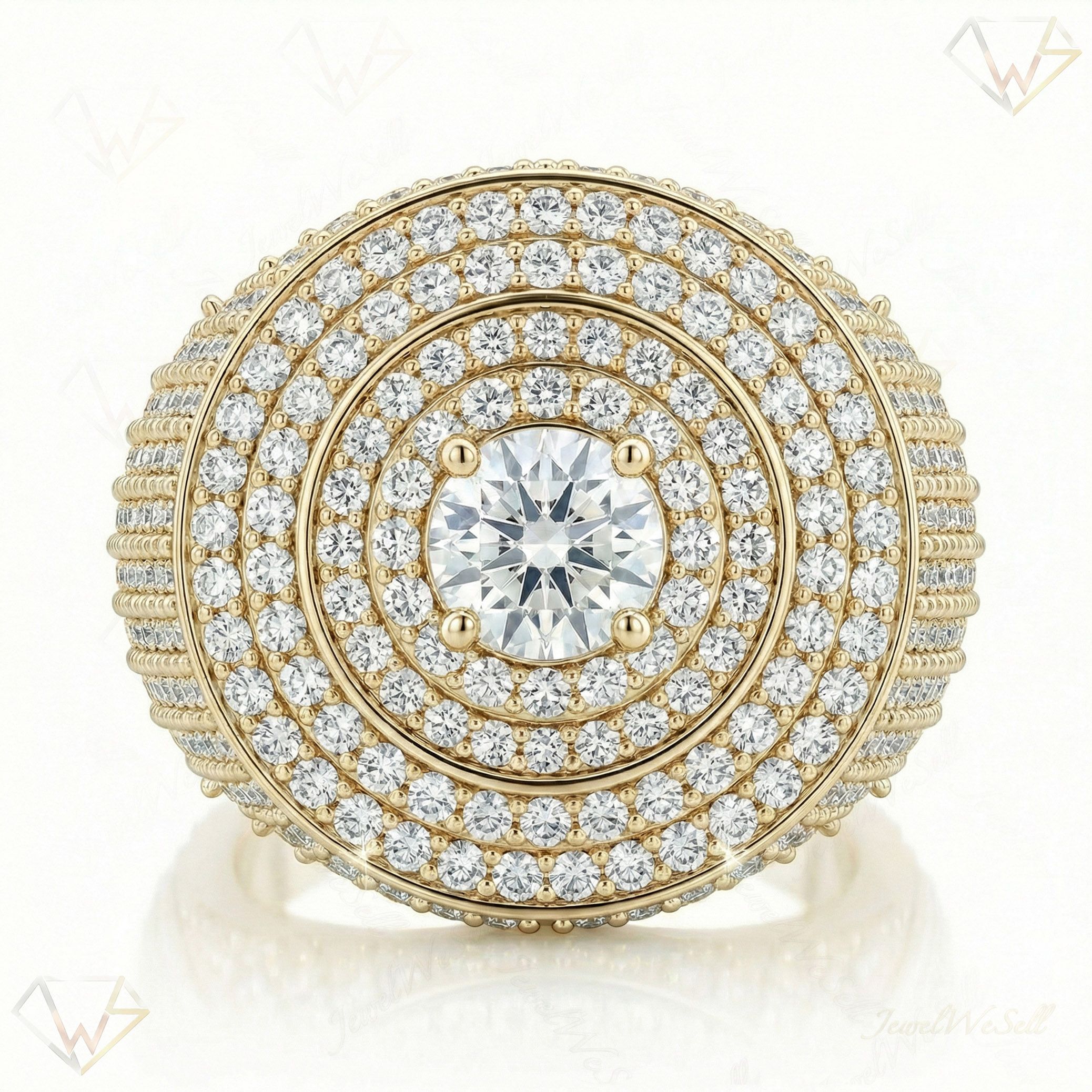 4.80 ct EF VS Lab Grown Diamond Mens Statement Ring in 14k Yellow Gold _ Sz0575 101330