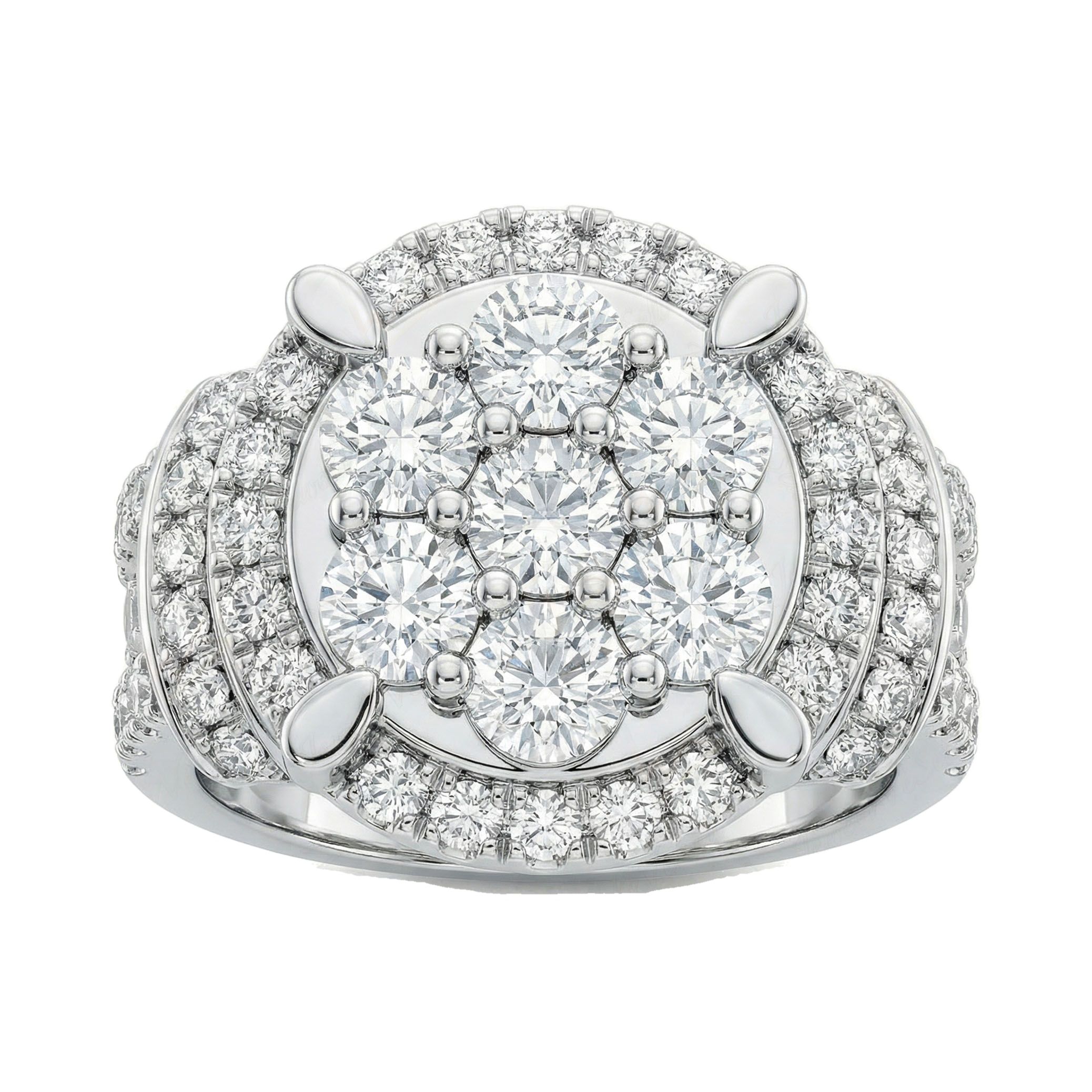 3.66 ct EF VS Lab Grown Diamond Mens Statement Ring in 14k White Gold _ Sz0725 101377