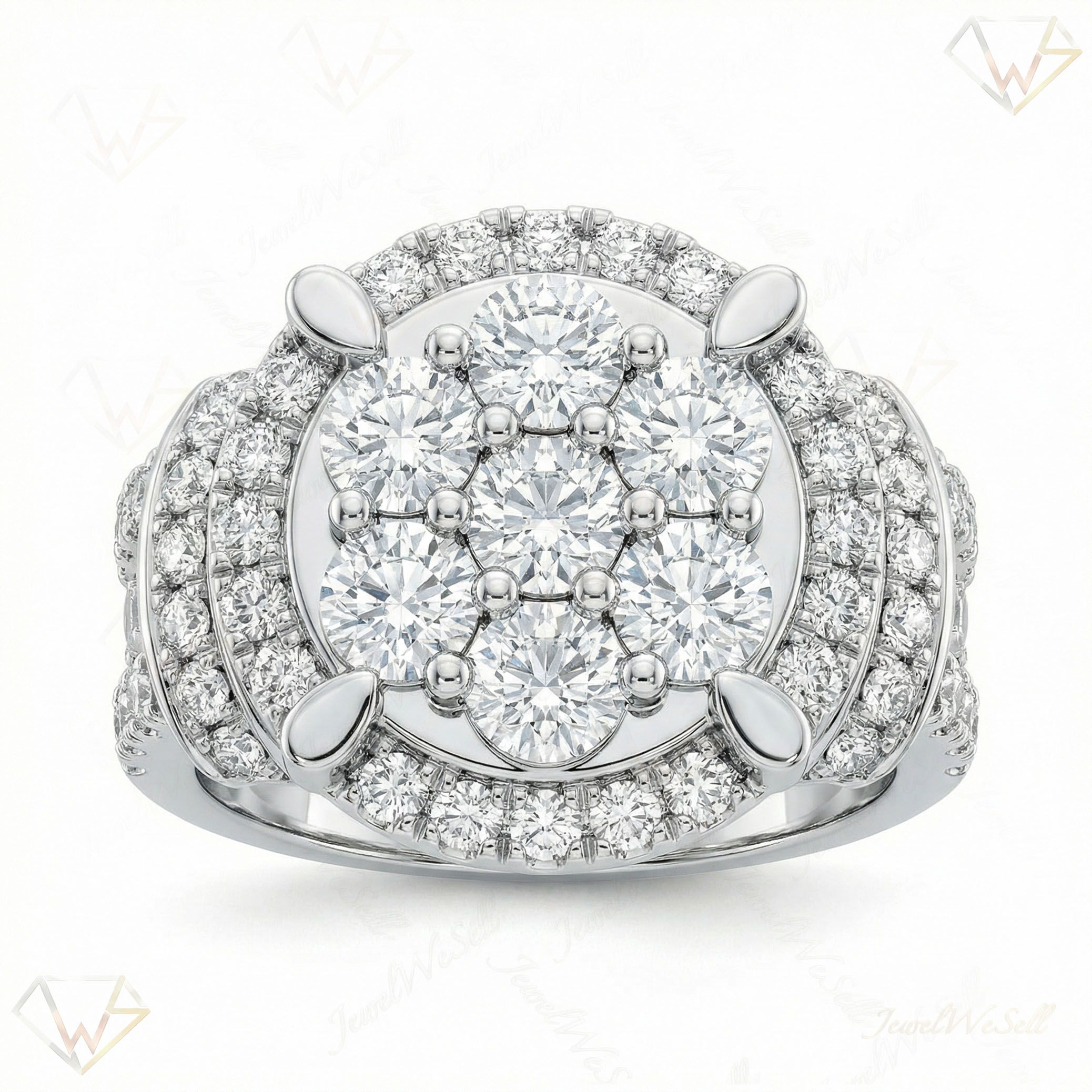 3.66 ct EF VS Lab Grown Diamond Mens Statement Ring in 14k White Gold _ Sz0675 101377