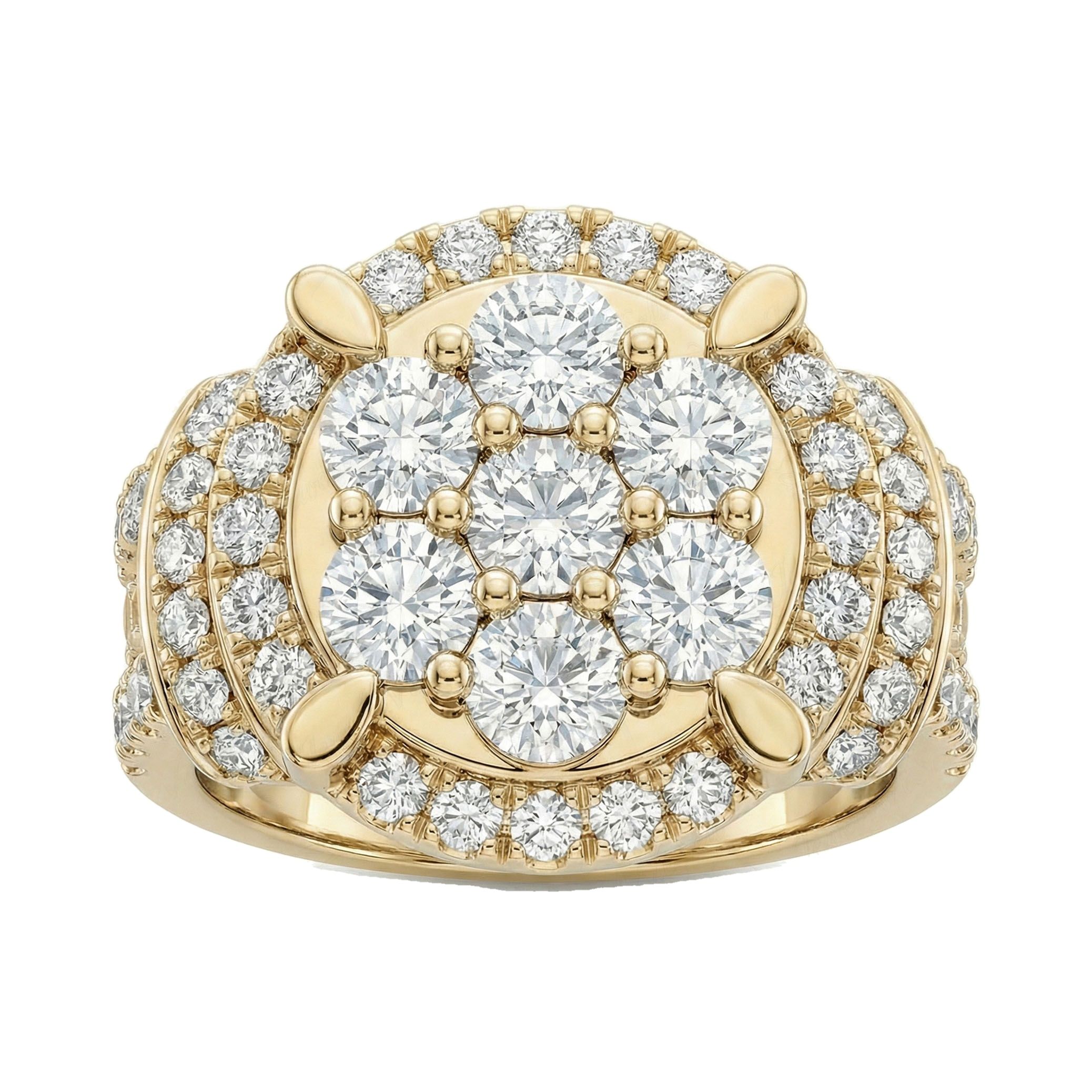 3.66 ct EF VS Lab Grown Diamond Mens Statement Ring in 10k Yellow Gold _ Sz0550 101377