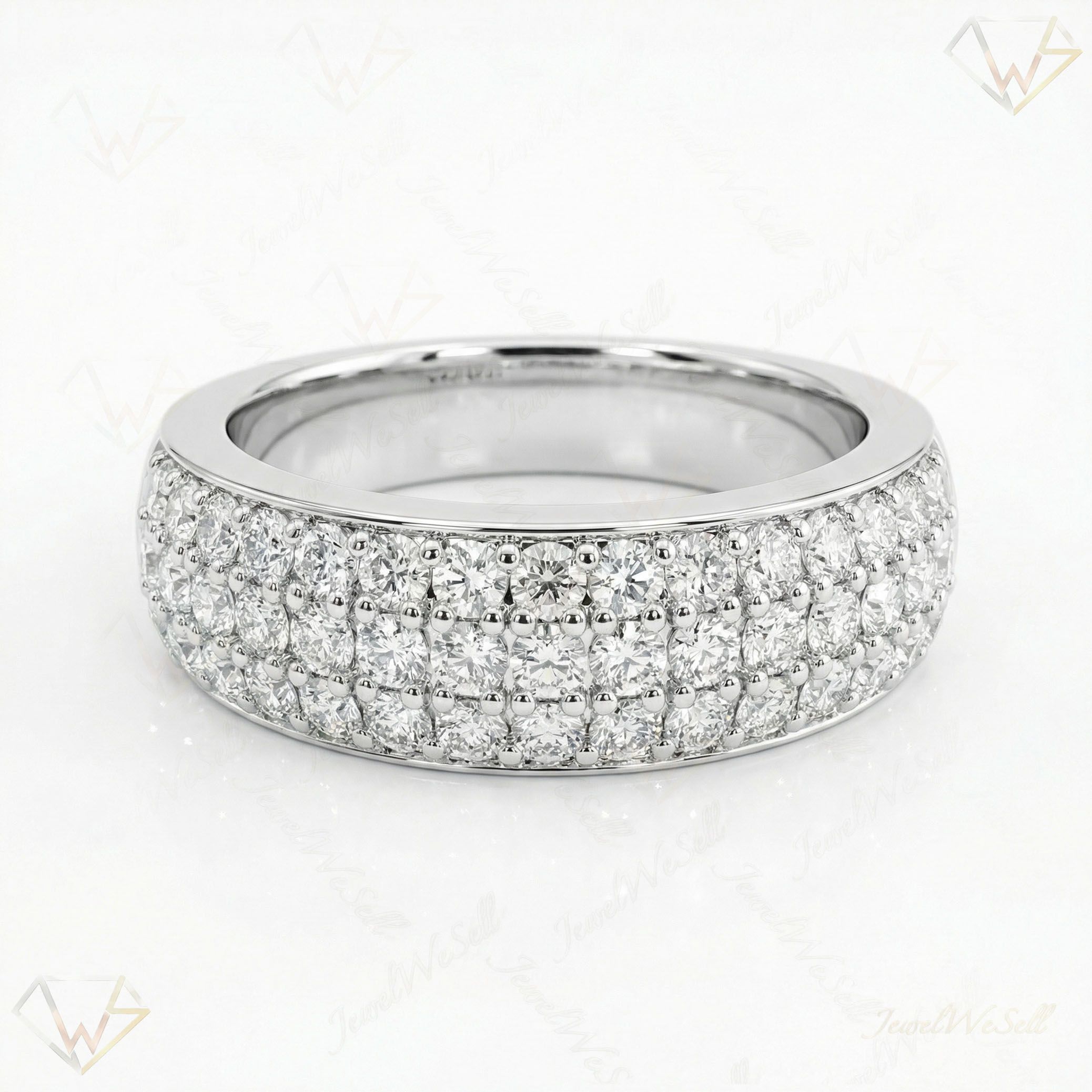 1.15 ct EF VS Lab Grown Diamond Multi Row Wedding Band in 10k White Gold _ Sz0550 101429