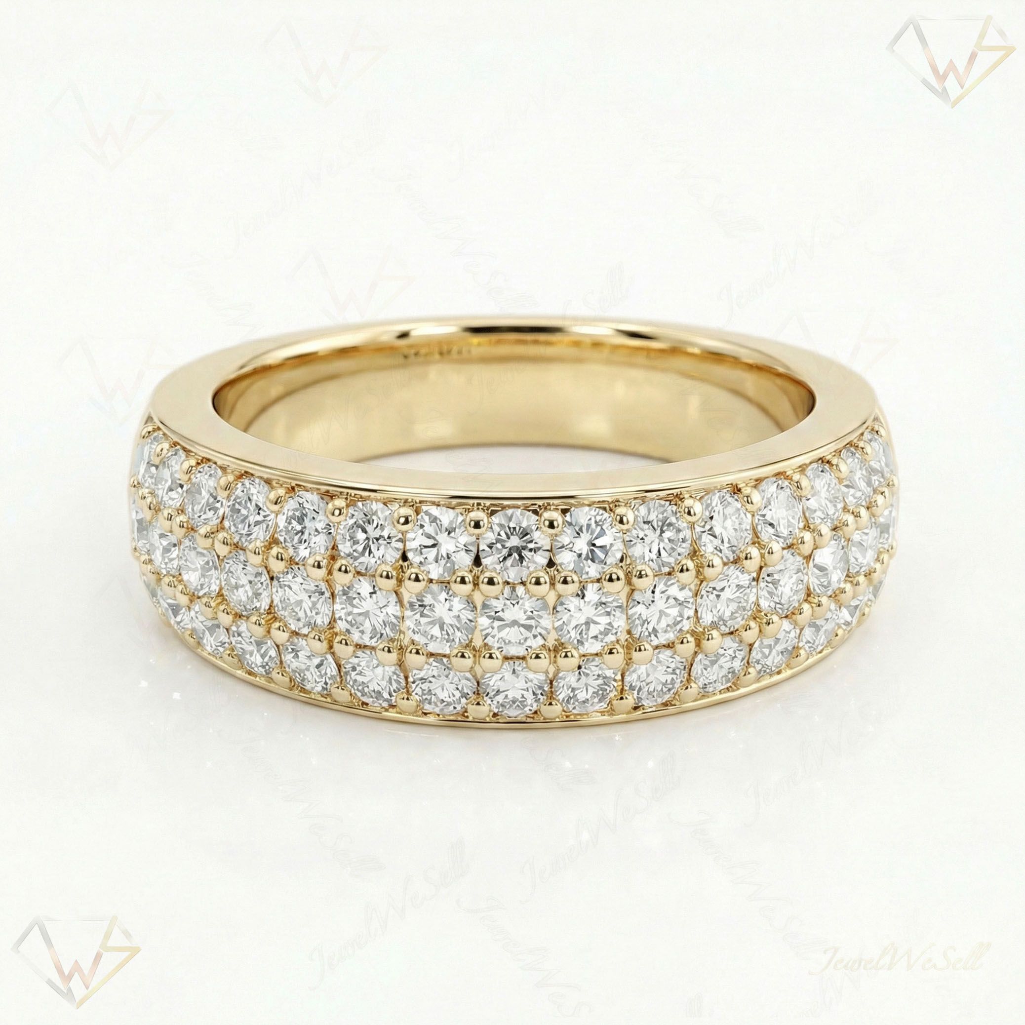1.15 ct EF VS Lab Grown Diamond Multi Row Wedding Band in 14k Yellow Gold _ Sz0425 101429
