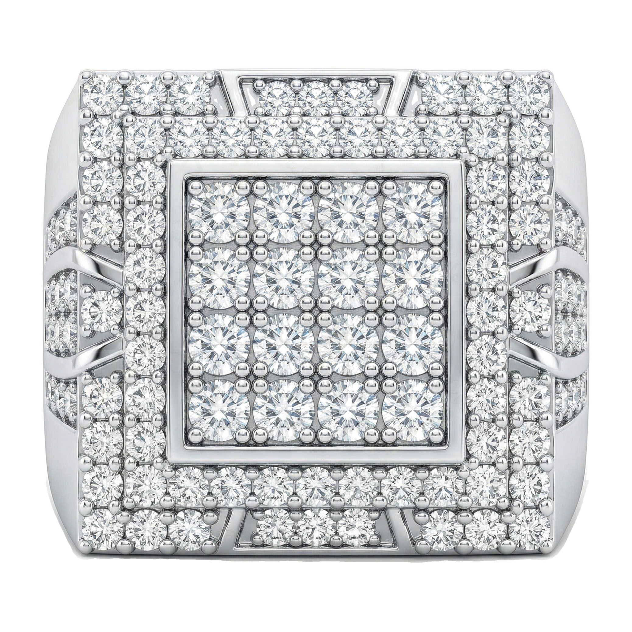 2.66 ct EF VS Lab Grown Diamond Mens Statement Ring in 14k White Gold _ Sz1200 101458