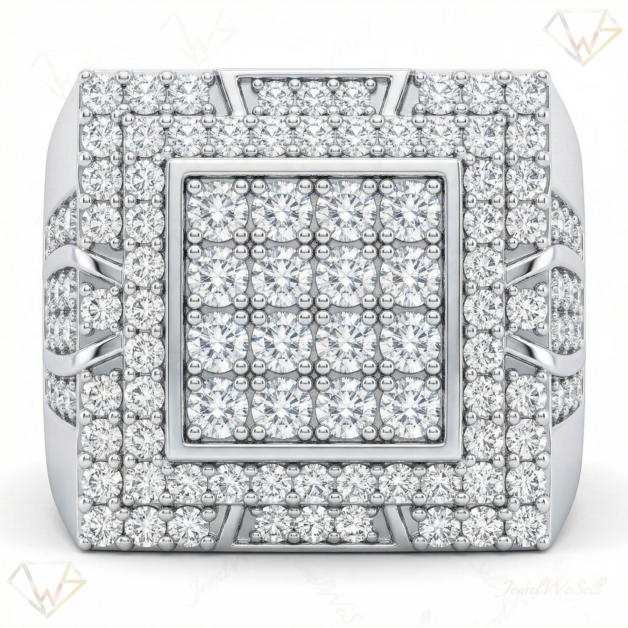 2.66 ct EF VS Lab Grown Diamond Mens Statement Ring in 10k White Gold _ Sz0900 101458