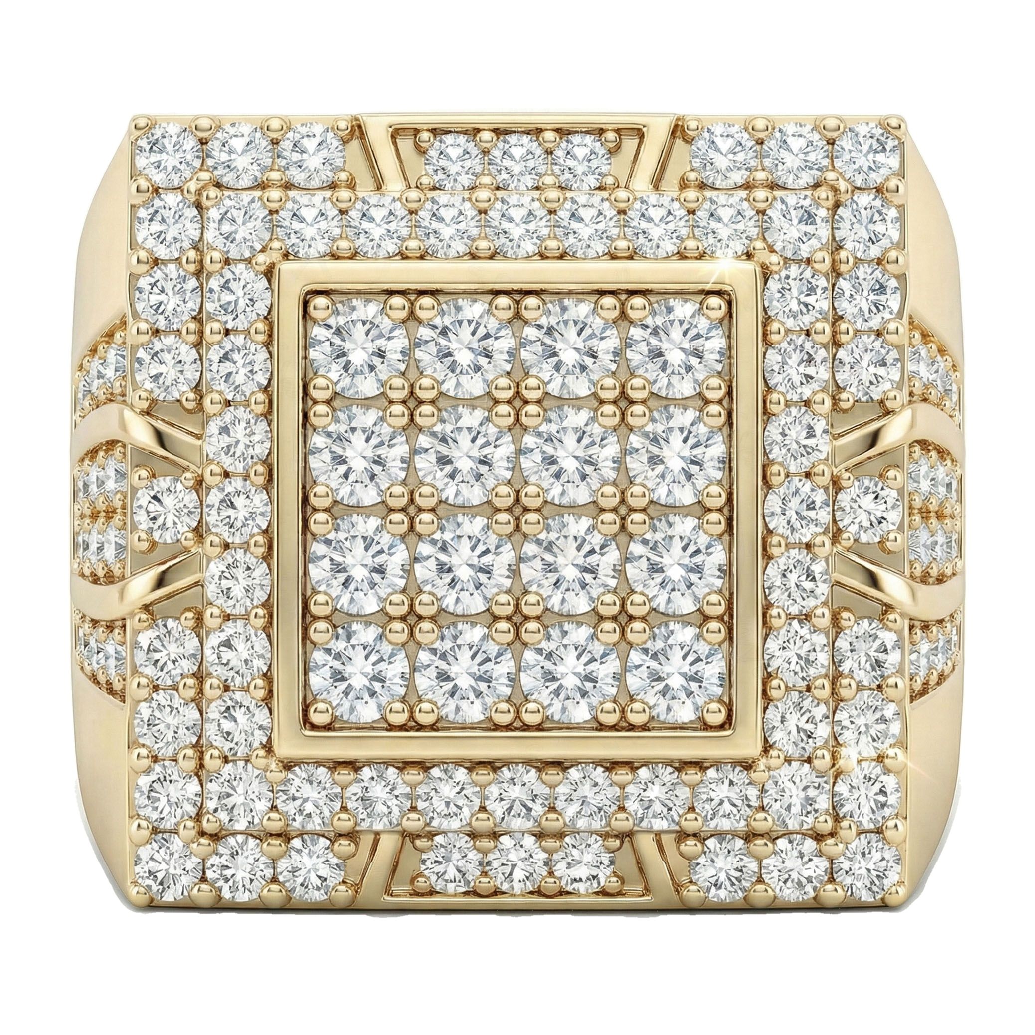 2.66 ct EF VS Lab Grown Diamond Mens Statement Ring in 14k Yellow Gold _ Sz1200 101458