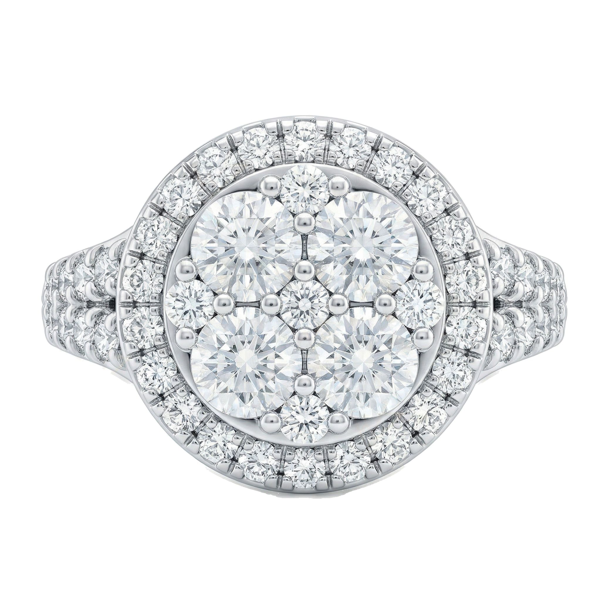2.66 ct EF VS Lab Grown Diamond Circle Cluster Engagement Ring in 14k White Gold _ Sz0450 101467