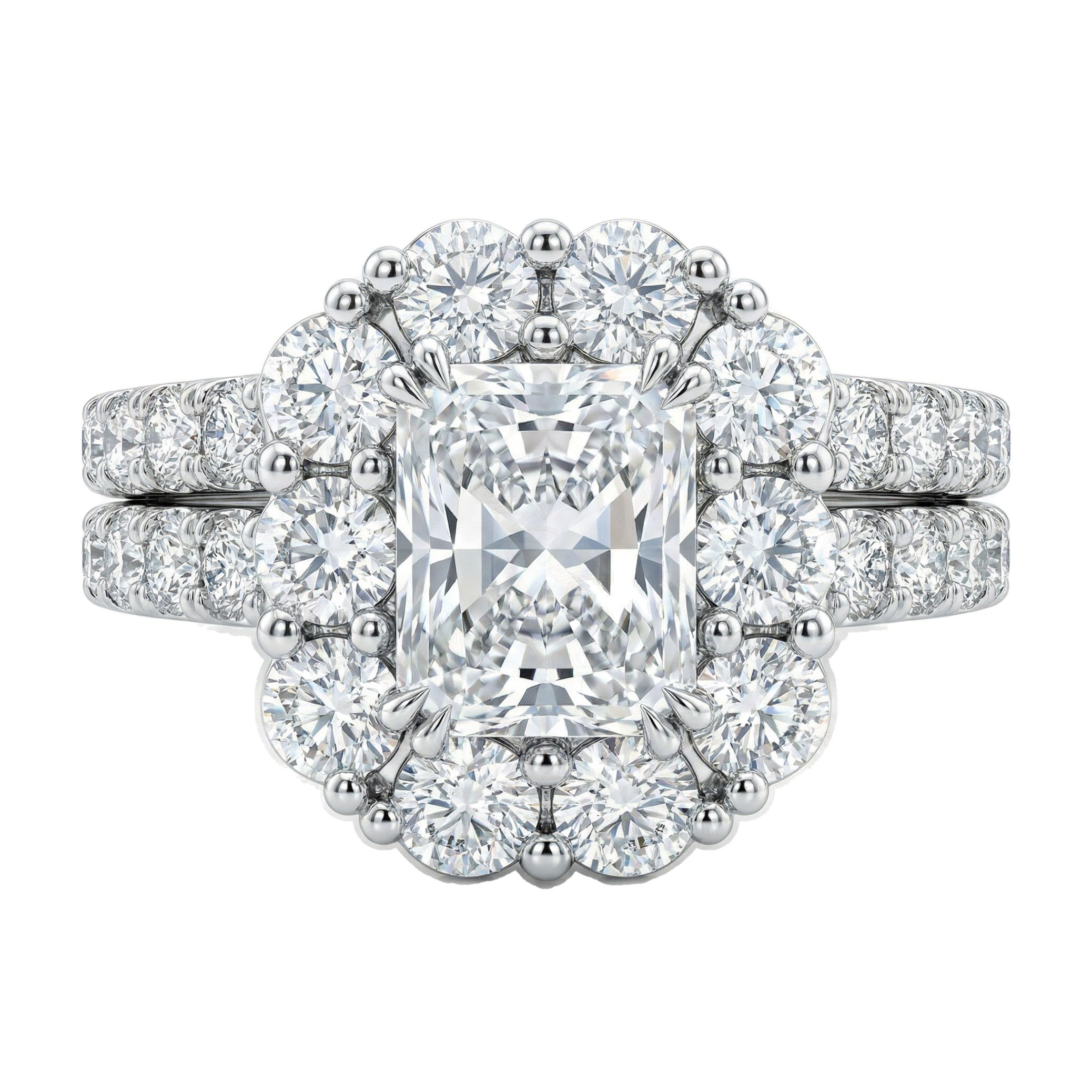 2.50 ct EF VS Lab Grown Diamond Halo Engagement Set in 10k White Gold _ Sz0675 101473