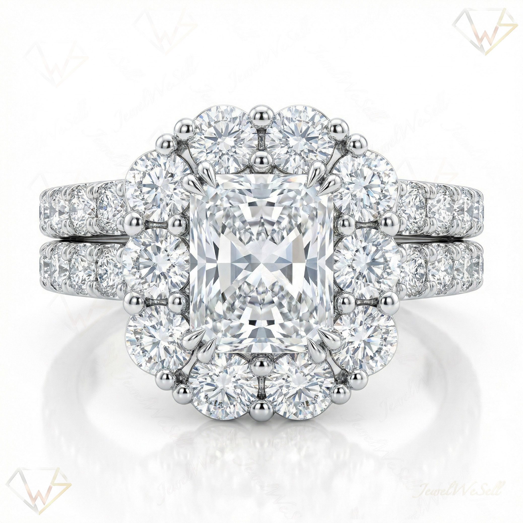 2.50 ct EF VS Lab Grown Diamond Halo Engagement Set in 10k White Gold _ Sz0700 101473