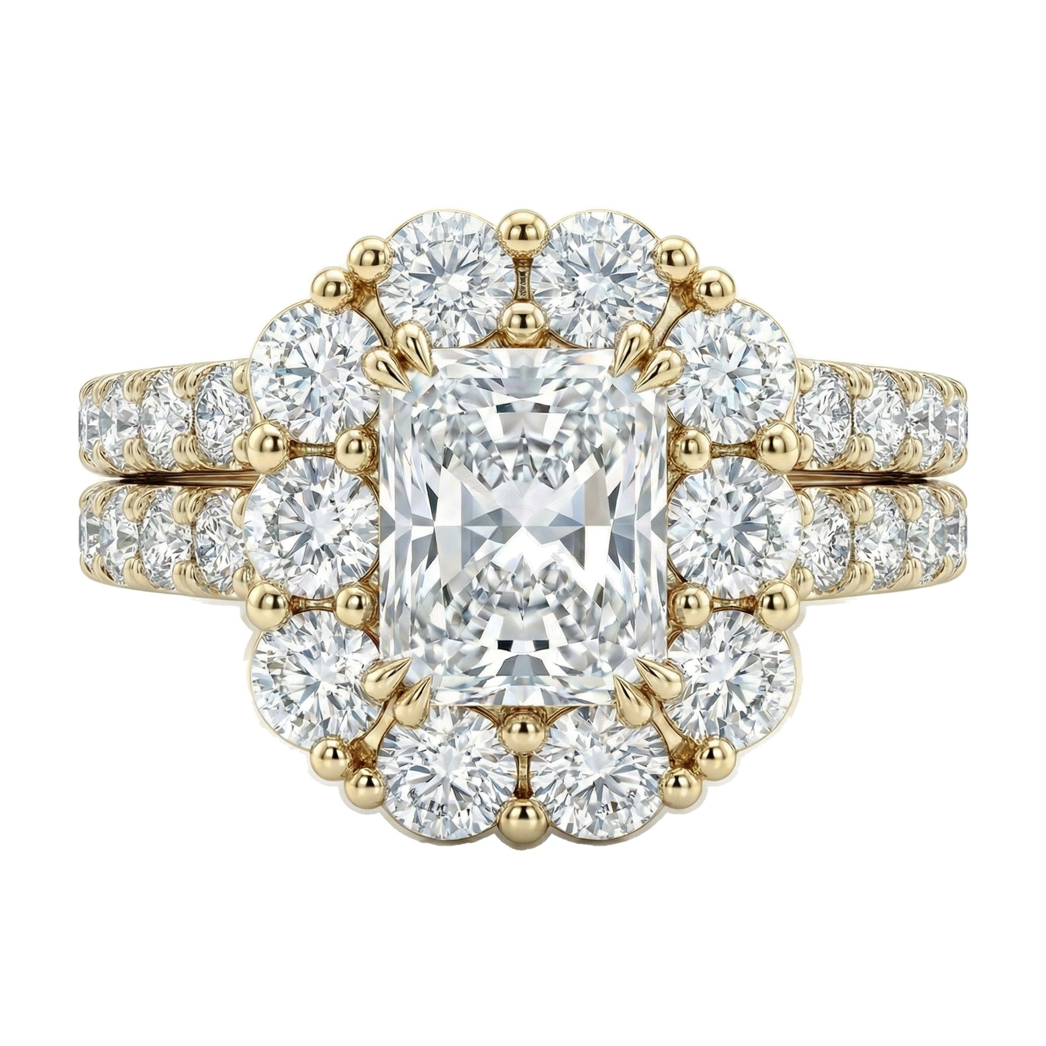 2.50 ct EF VS Lab Grown Diamond Halo Engagement Set in 10k Yellow Gold _ Sz0450 101473