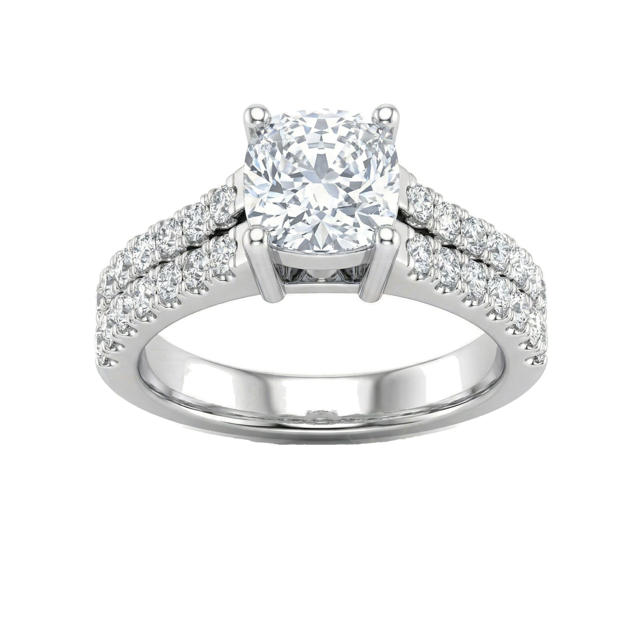 3.25 ct EF VS Lab Grown Diamond Solitaire with Accents Engagement Ring in 14k White Gold _ Sz0850 101474