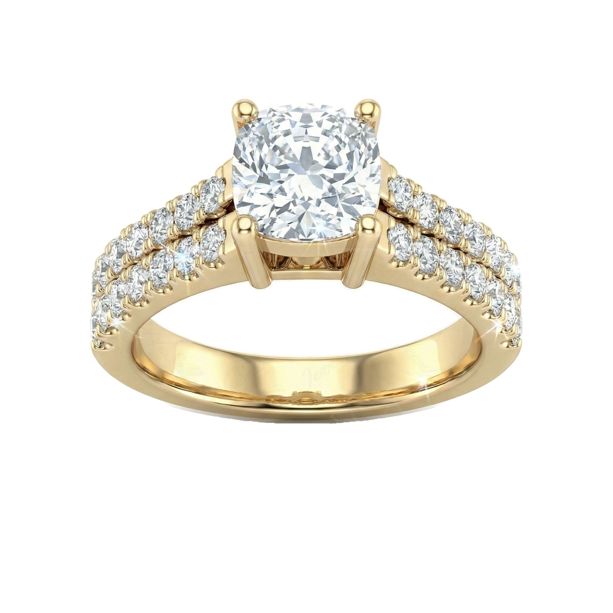 3.25 ct EF VS Lab Grown Diamond Solitaire with Accents Engagement Ring in 14k Yellow Gold _ Sz0425 101474
