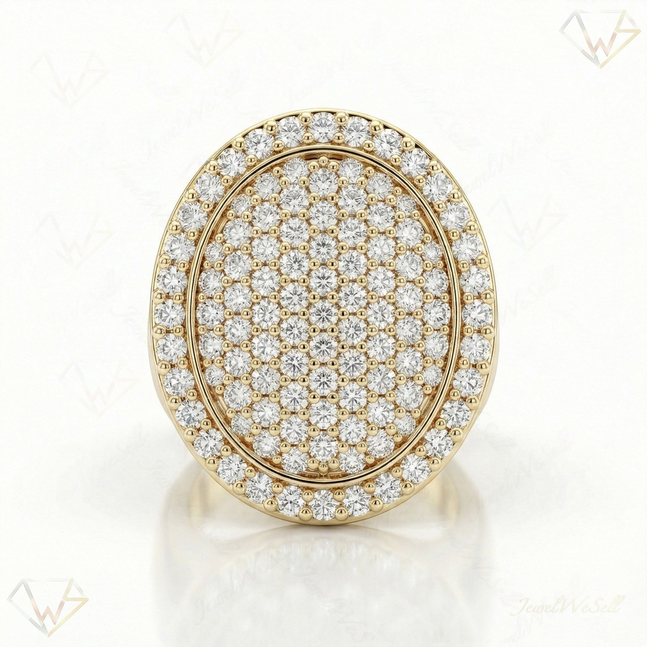 3.10 ct EF VS Lab Grown Diamond Mens Statement Ring in 14k Yellow Gold _ Sz1025 101509