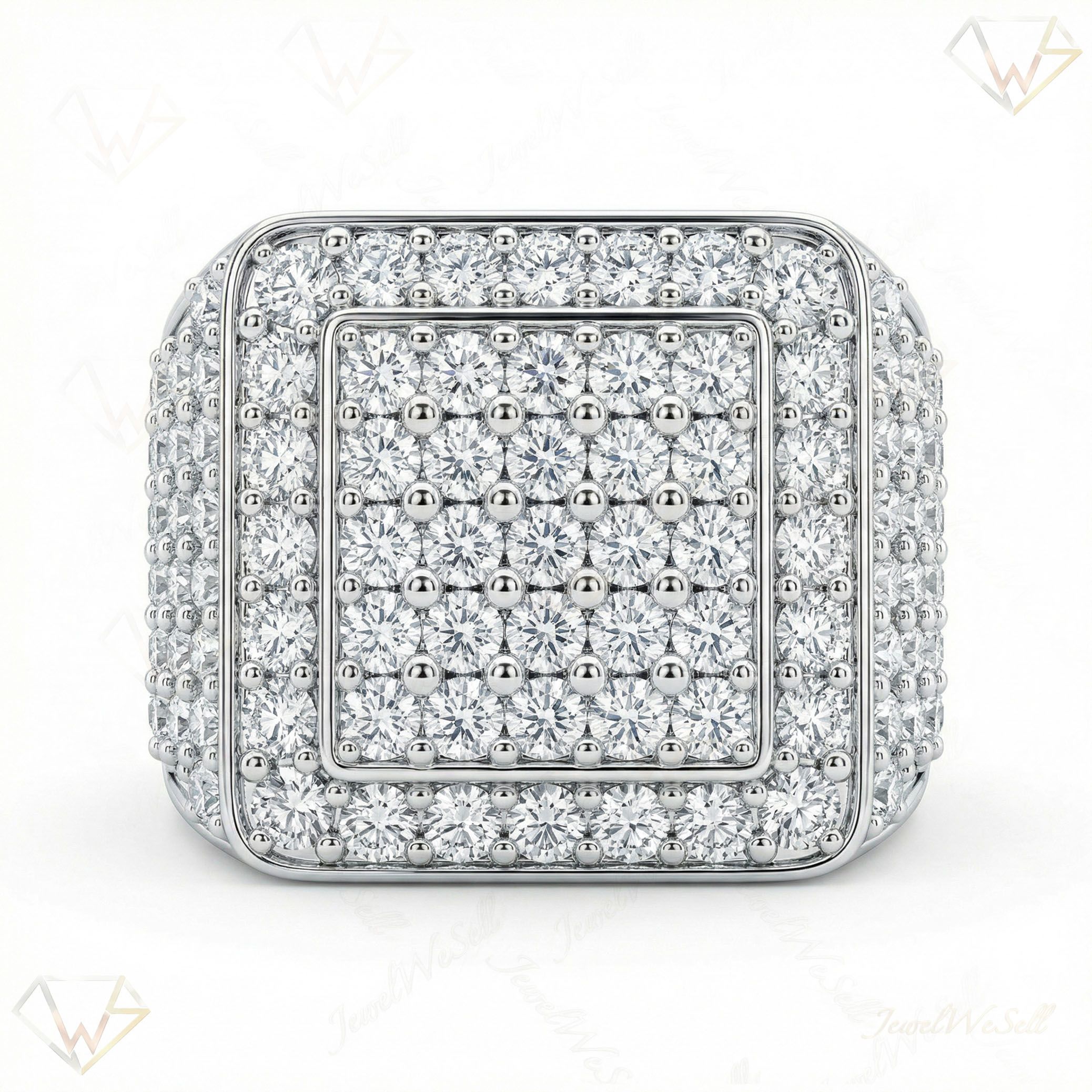 2.90 ct EF VS Lab Grown Diamond Mens Statement Ring in 10k White Gold _ Sz1175 101515