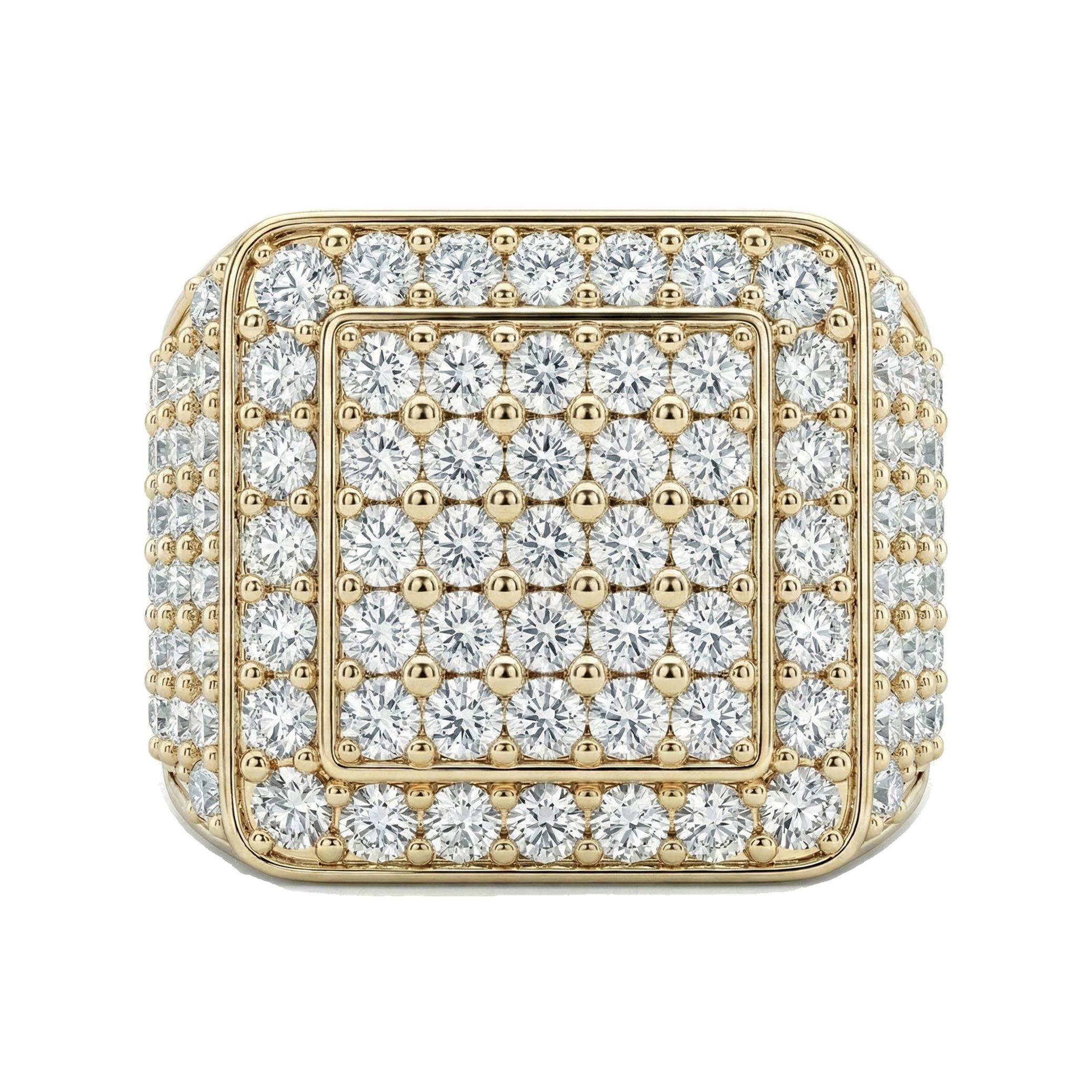 2.90 ct EF VS Lab Grown Diamond Mens Statement Ring in 10k Yellow Gold _ Sz1150 101515