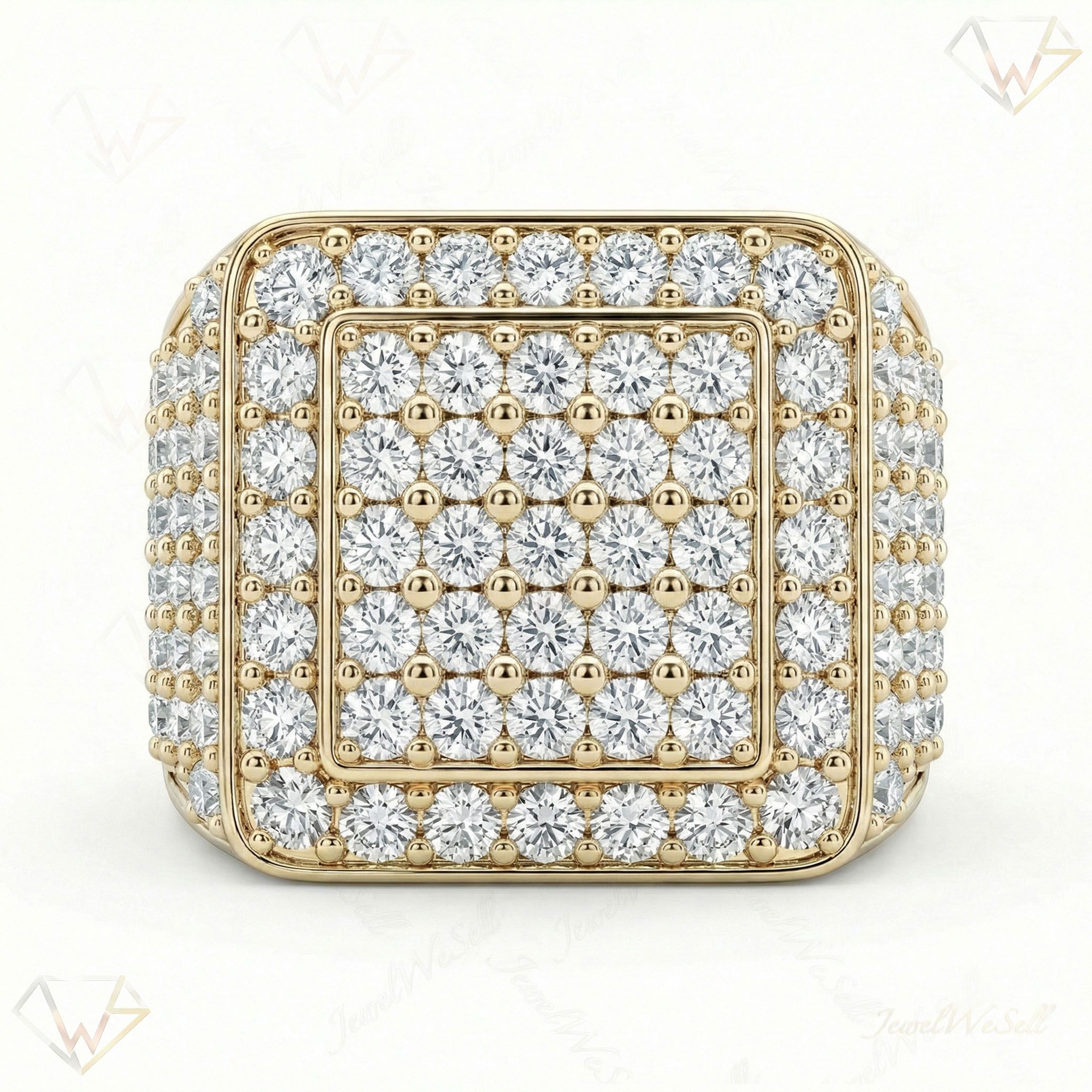 2.90 ct EF VS Lab Grown Diamond Mens Statement Ring in 14k Yellow Gold _ Sz1125 101515