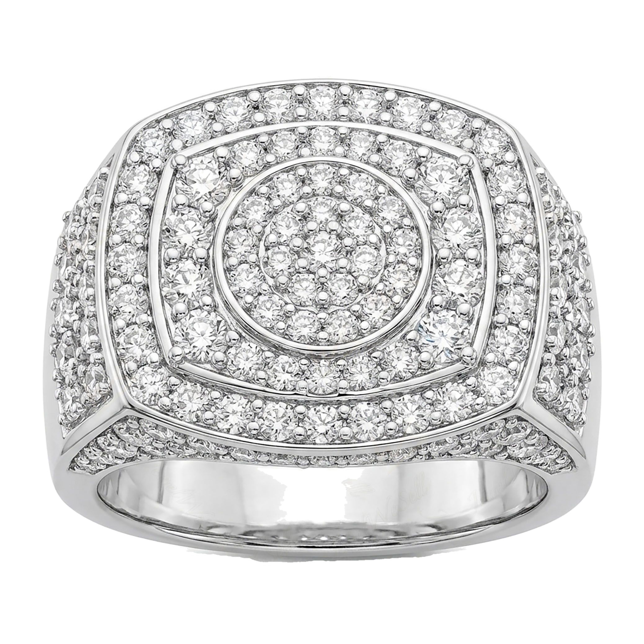 2.10 ct EF VS Lab Grown Diamond Mens Statement Ring in 10k White Gold _ Sz0875 101525