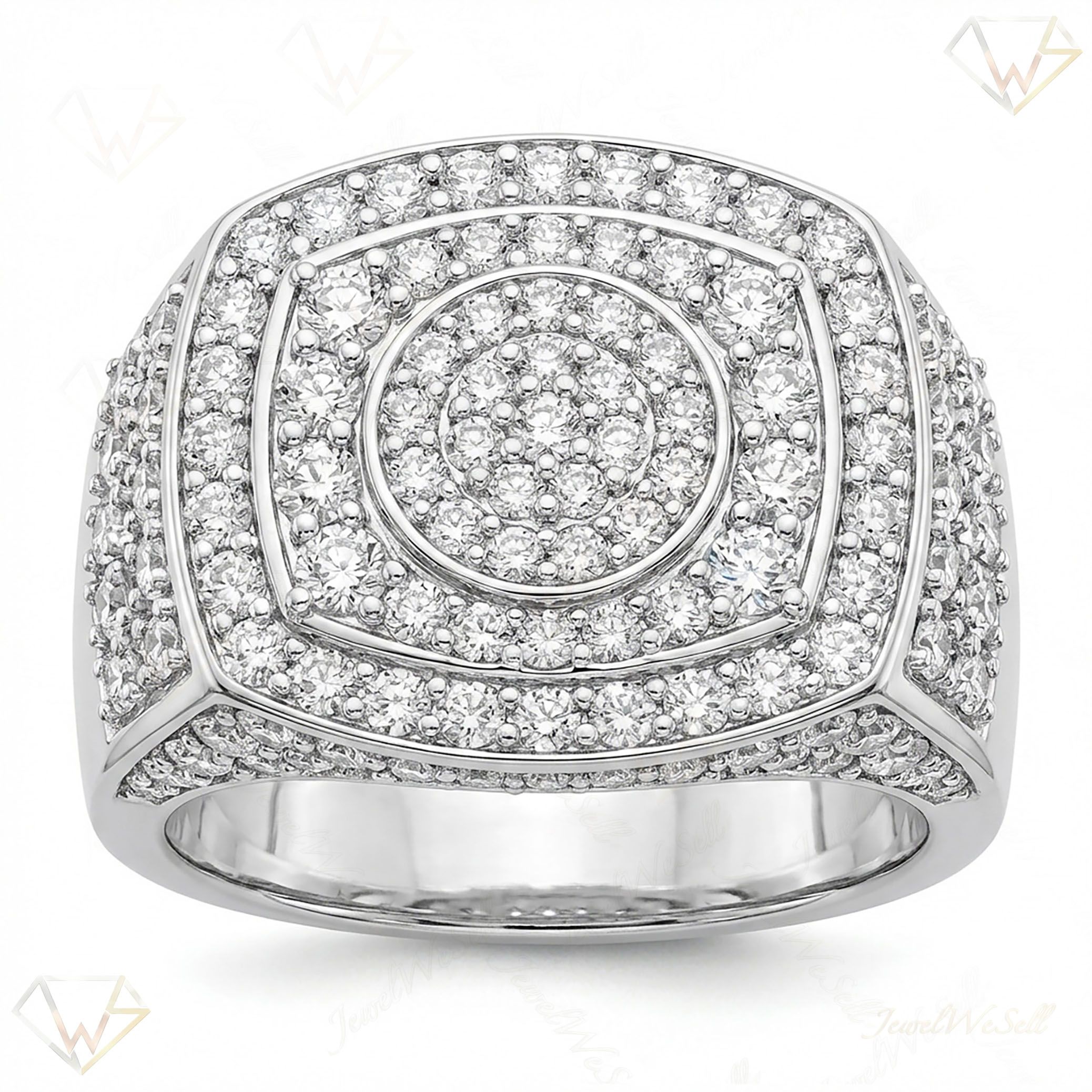 2.10 ct EF VS Lab Grown Diamond Mens Statement Ring in 10k White Gold _ Sz0850 101525