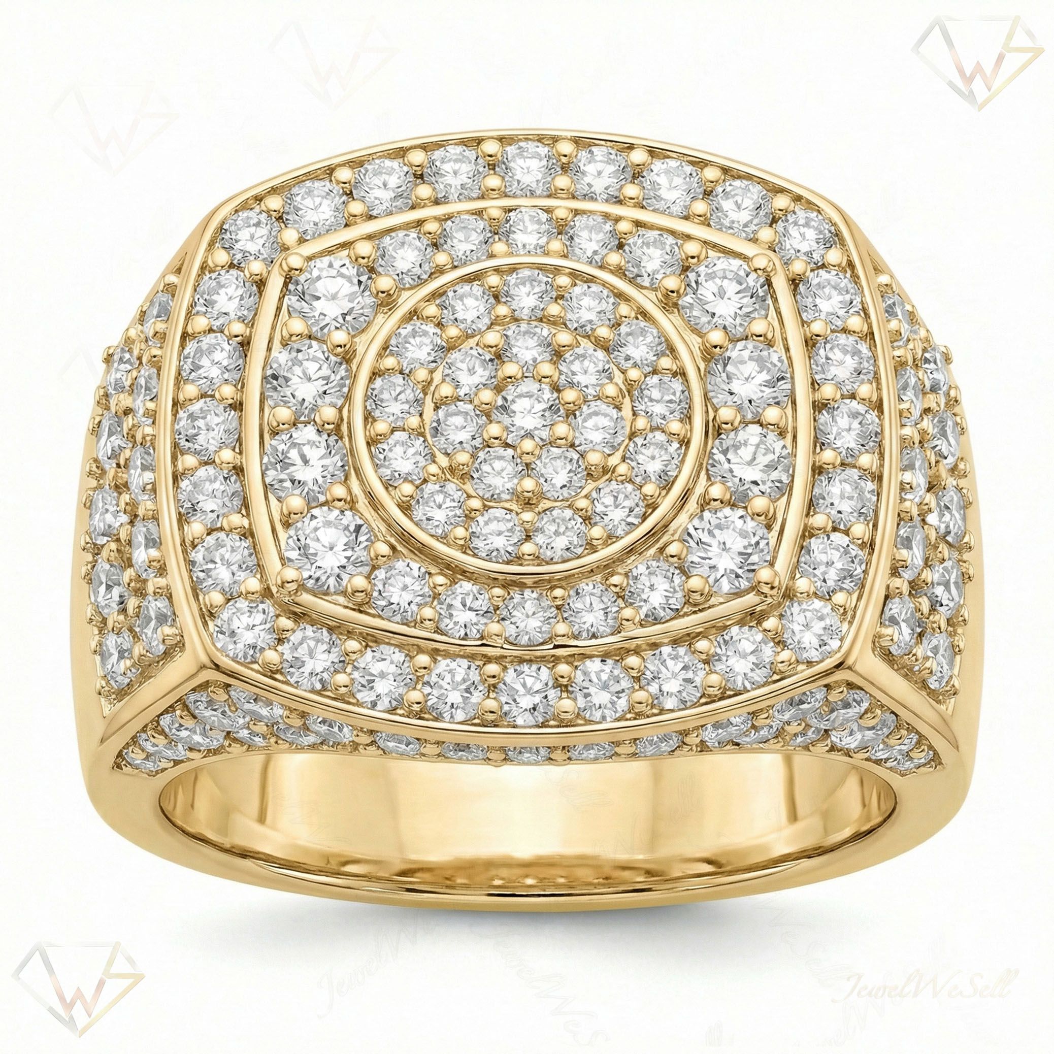 2.10 ct EF VS Lab Grown Diamond Mens Statement Ring in 14k Yellow Gold _ Sz1000 101525