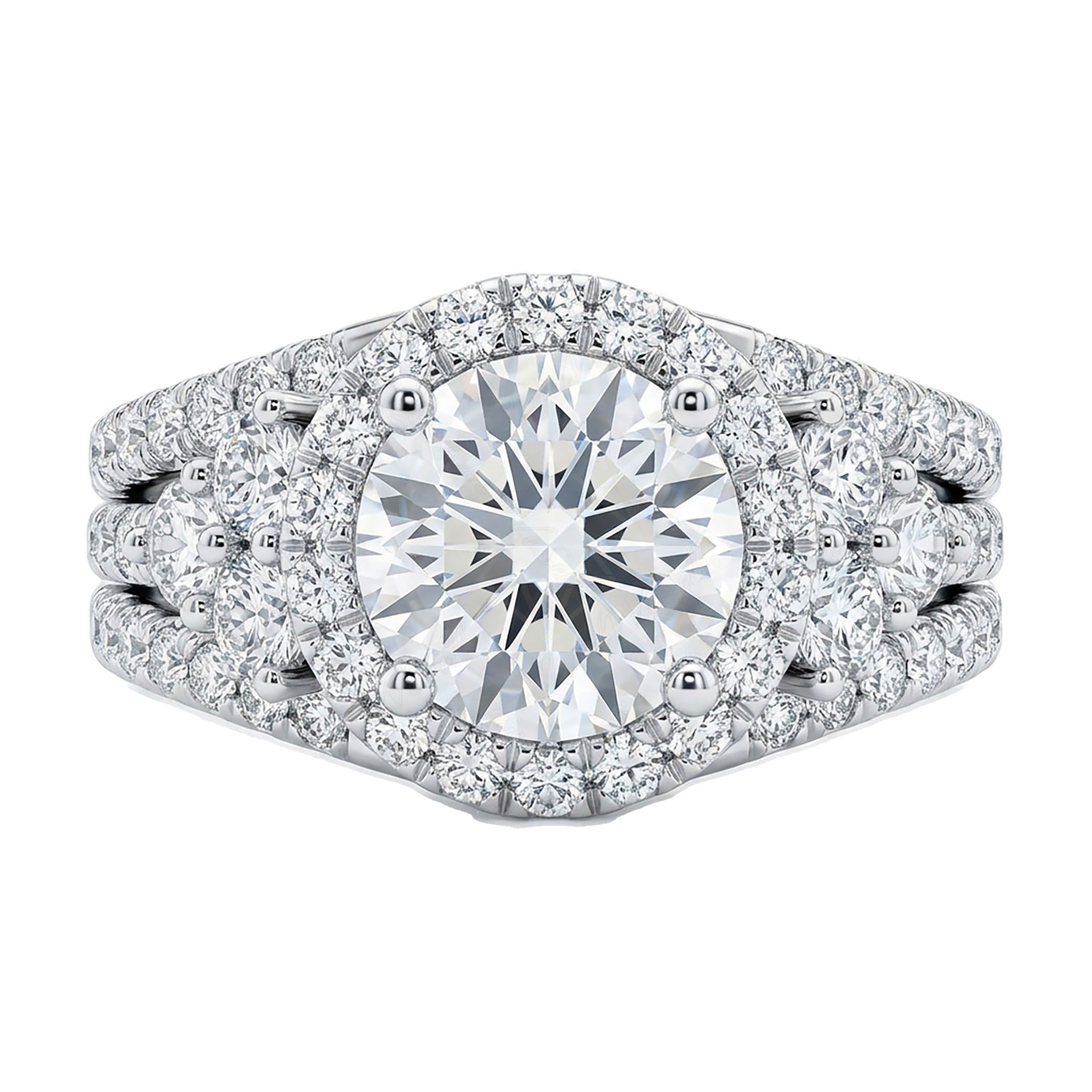 2.40 ct EF VS Lab Grown Diamond Halo Engagement Ring in 14k White Gold _ Sz0475 101590