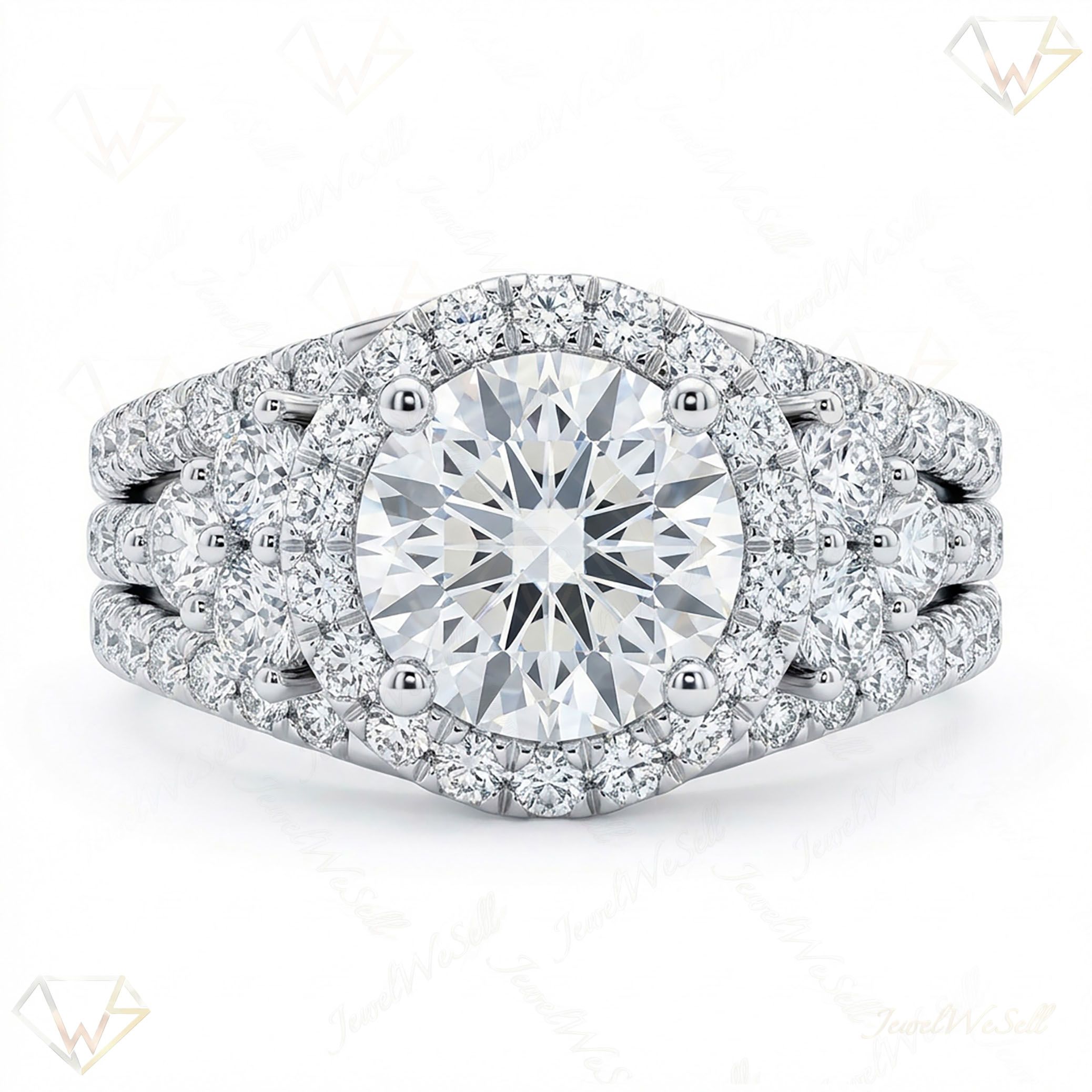 2.40 ct EF VS Lab Grown Diamond Halo Engagement Ring in 10k White Gold _ Sz0450 101590