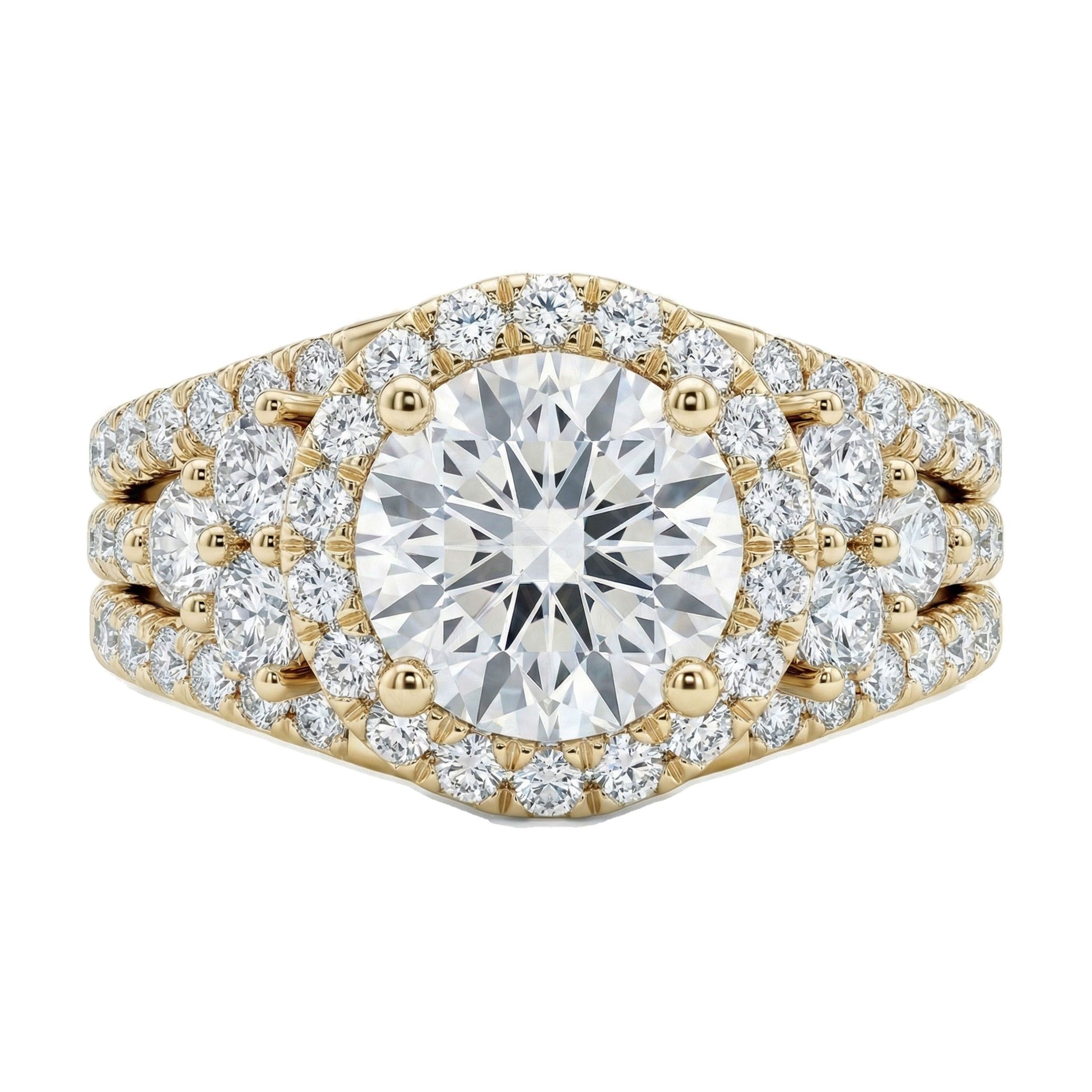 2.40 ct EF VS Lab Grown Diamond Halo Engagement Ring in 10k Yellow Gold _ Sz0500 101590