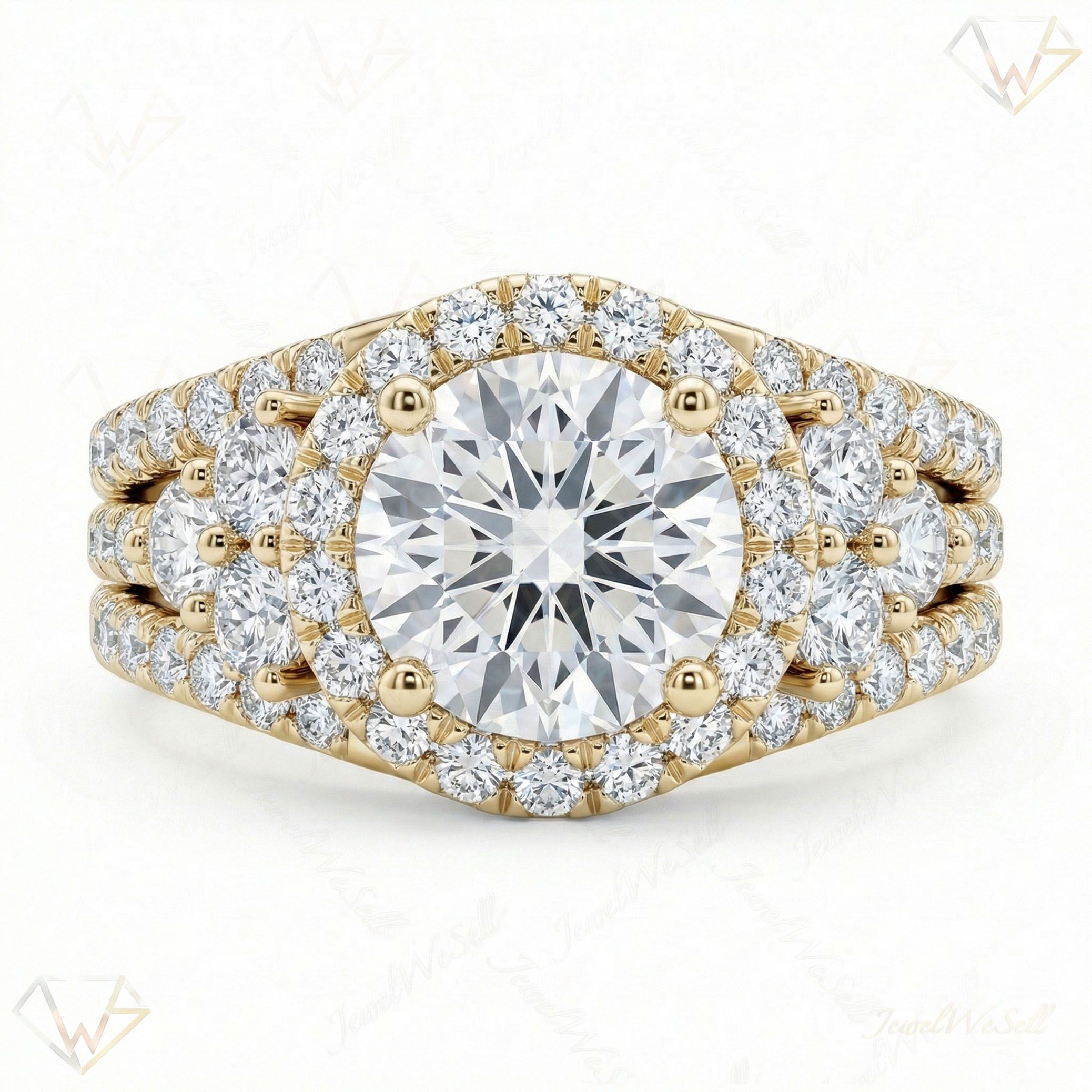 2.40 ct EF VS Lab Grown Diamond Halo Engagement Ring in 10k Yellow Gold _ Sz0650 101590
