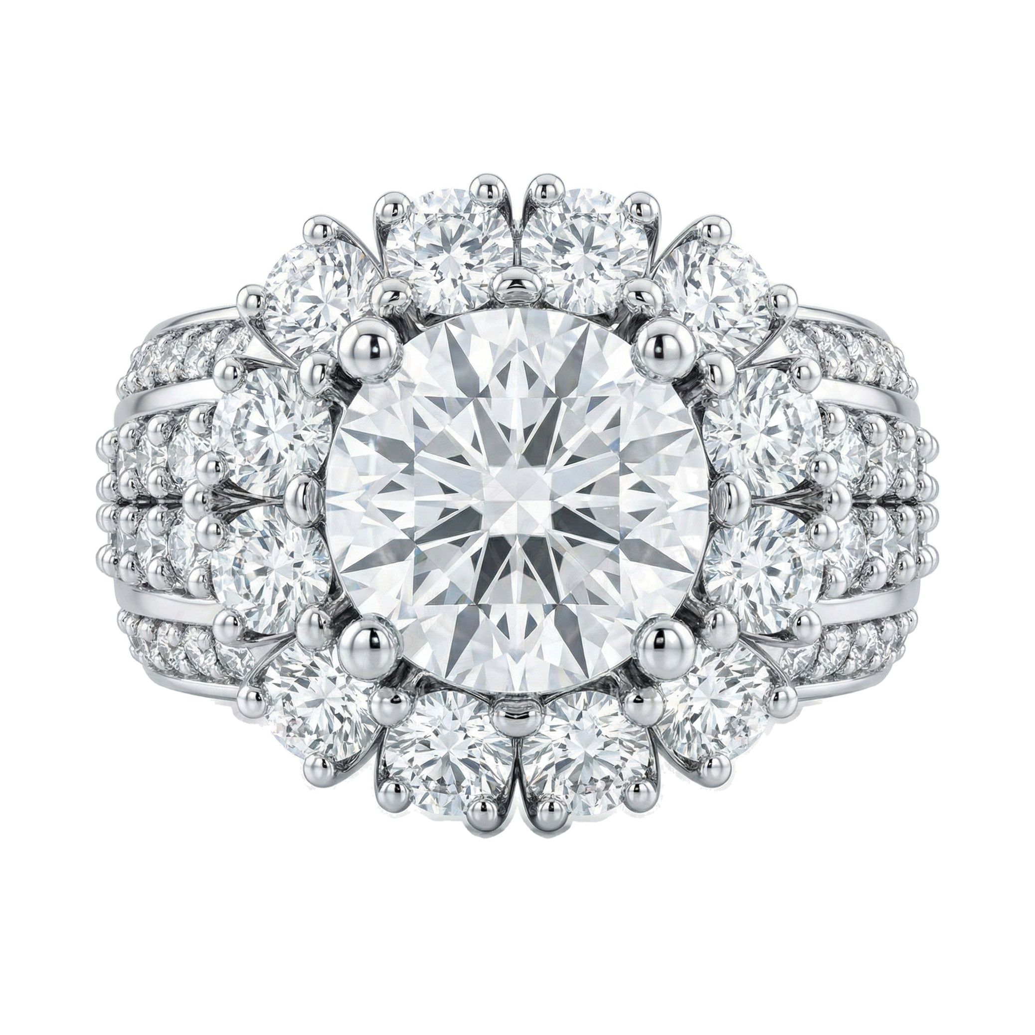 5.60 ct EF VS Lab Grown Diamond Halo Engagement Ring in 14k White Gold _ Sz0650 101592