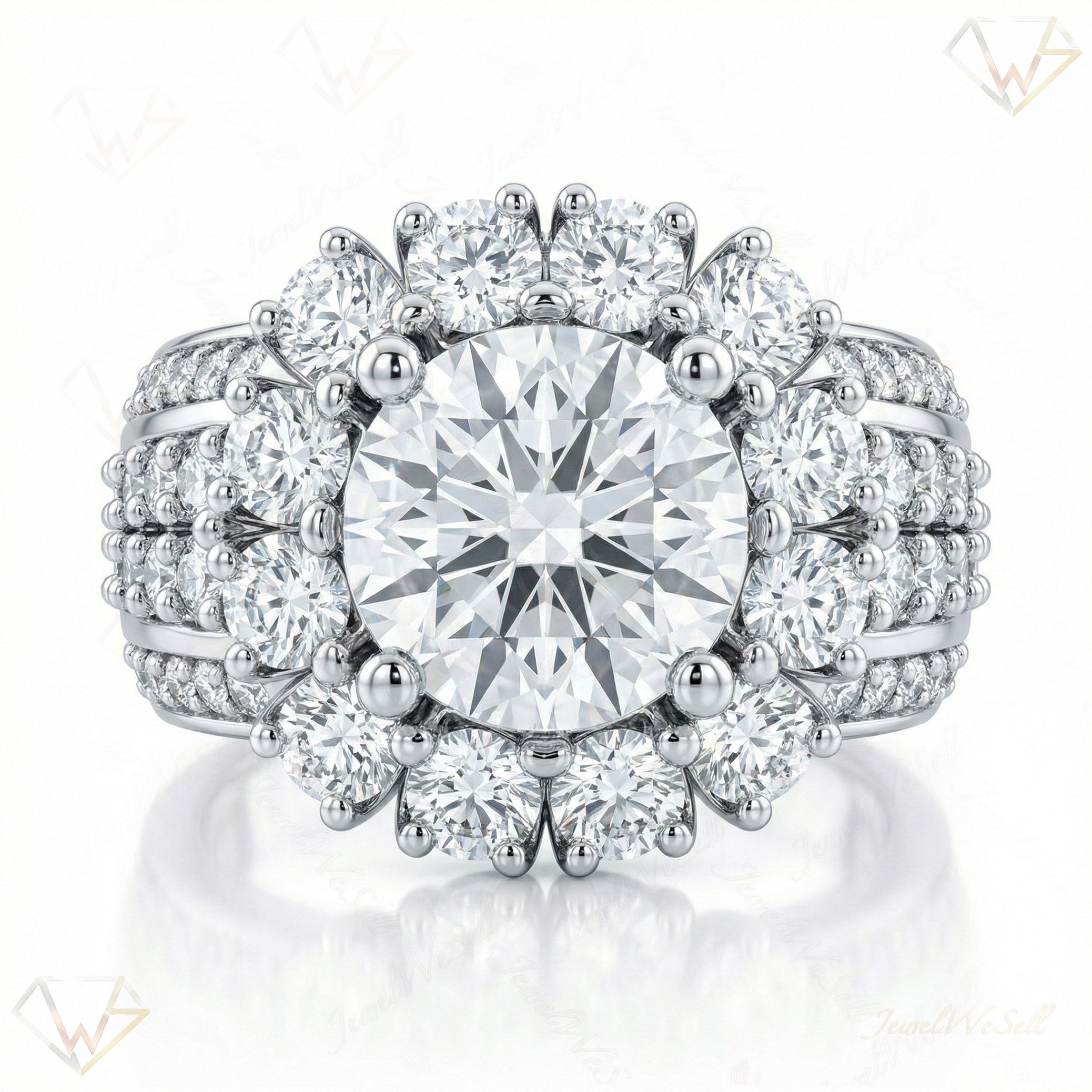 5.60 ct EF VS Lab Grown Diamond Halo Engagement Ring in 10k White Gold _ Sz0650 101592