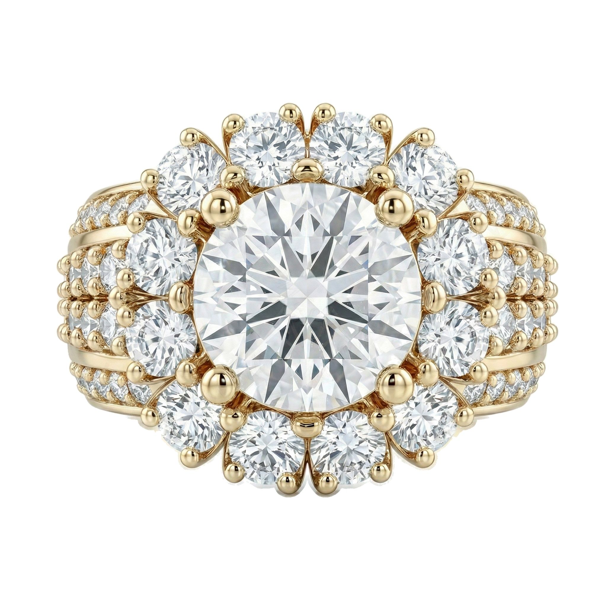 5.60 ct EF VS Lab Grown Diamond Halo Engagement Ring in 10k Yellow Gold _ Sz0900 101592