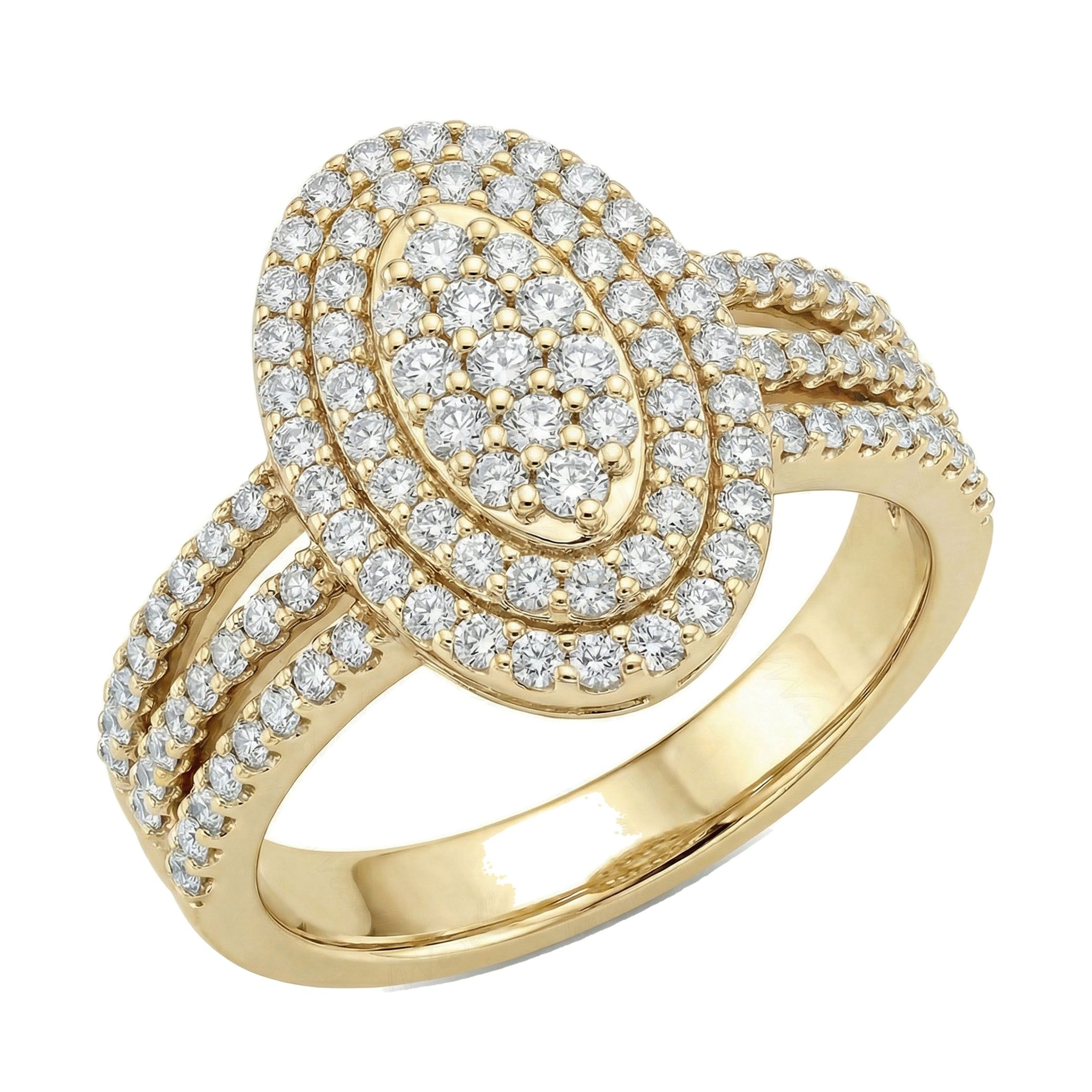 0.90 ct EF VS Lab Grown Diamond Oval Cluster Engagement Set in 10k Yellow Gold _ Sz0500 101593