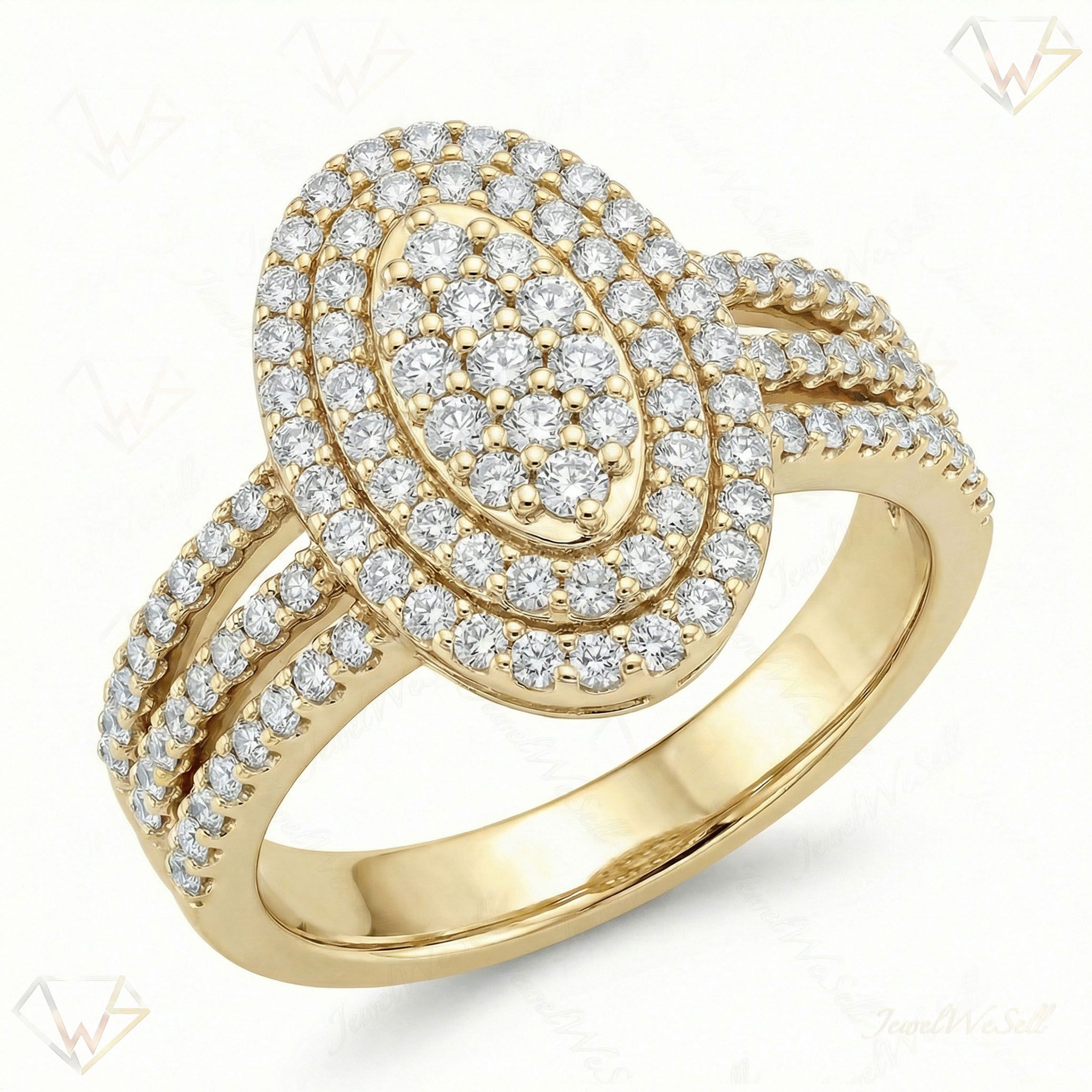 0.90 ct EF VS Lab Grown Diamond Oval Cluster Engagement Set in 14k Yellow Gold _ Sz0575 101593