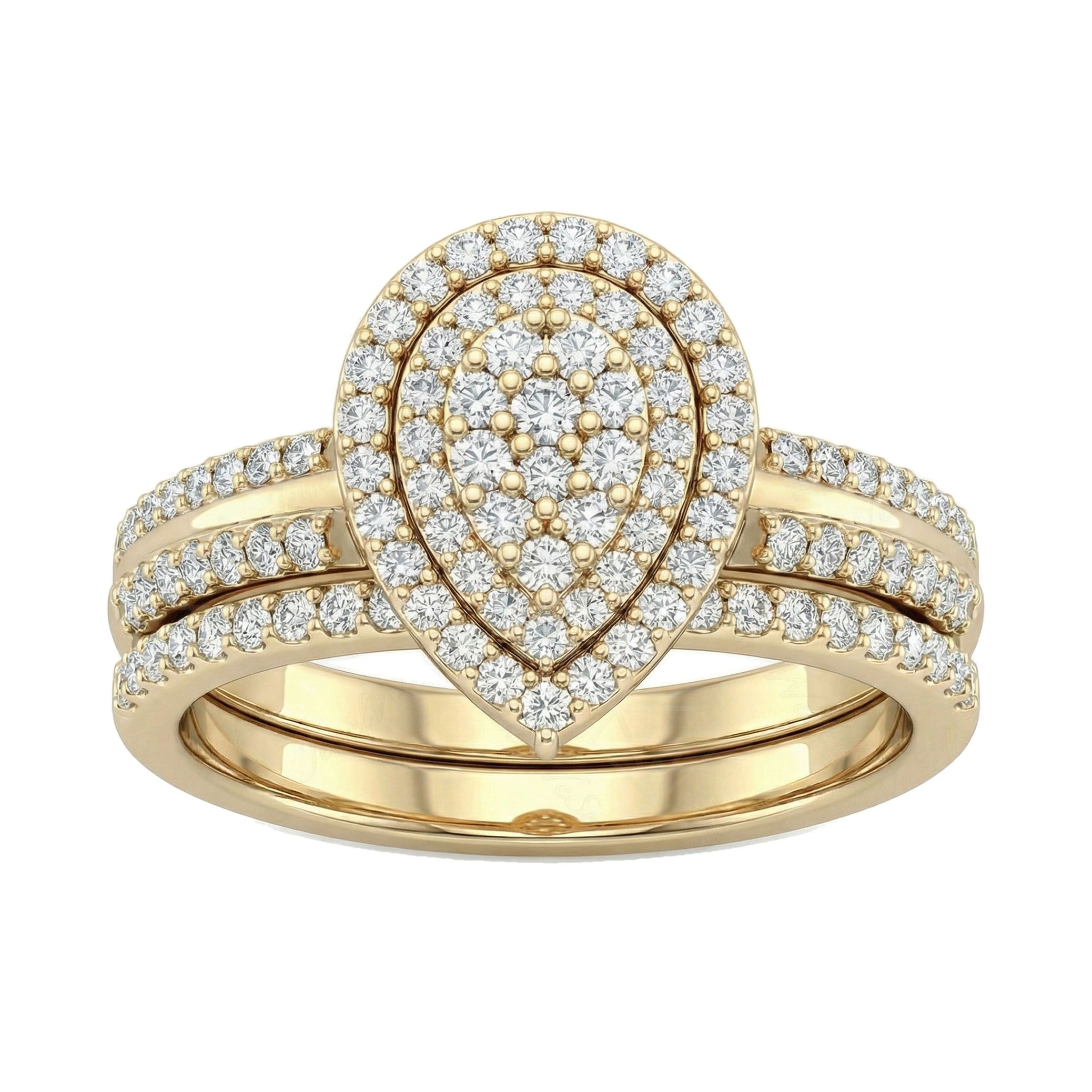 0.75 ct EF VS Lab Grown Diamond Pear Cluster Engagement Set in 10k Yellow Gold _ Sz0650 101594