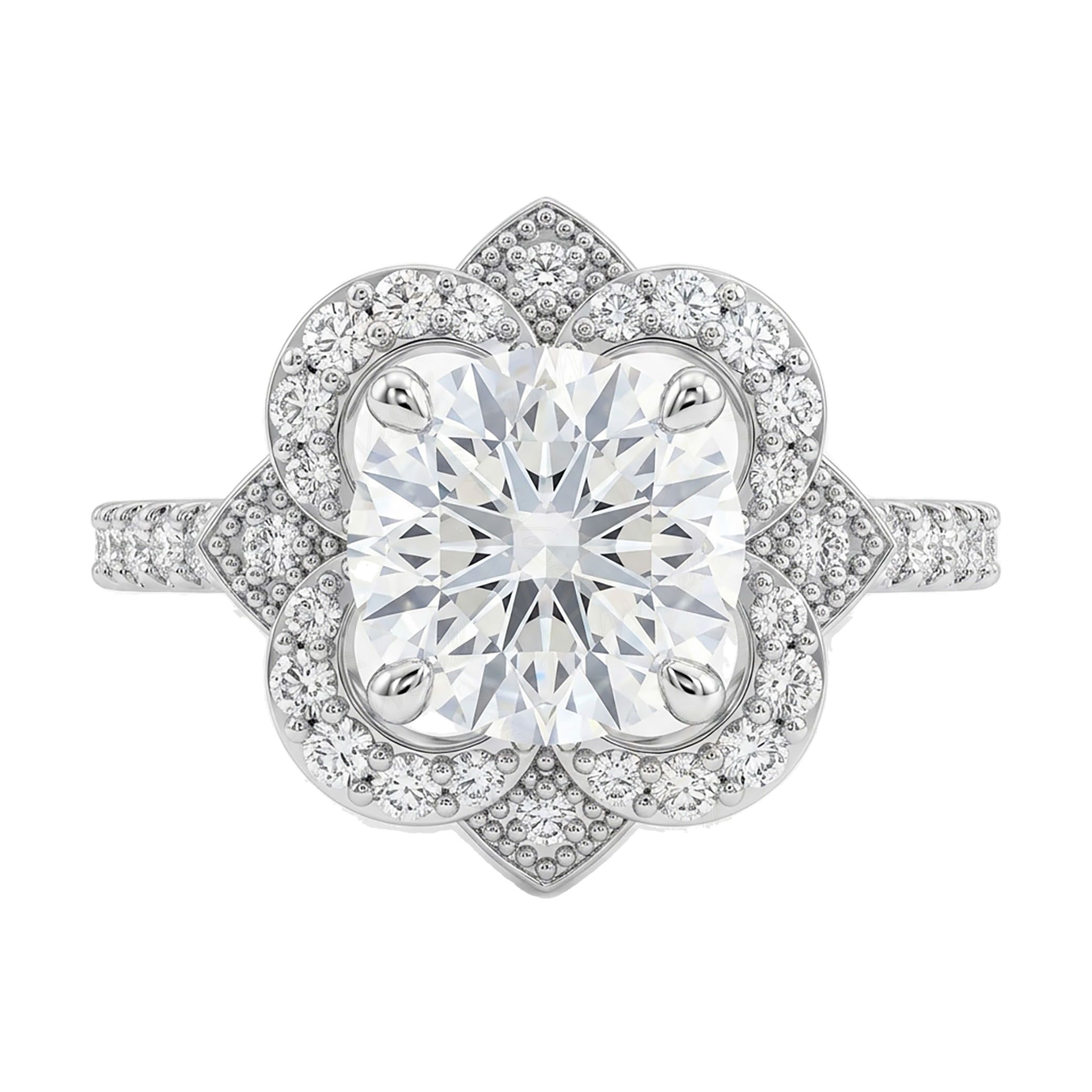 1.33 ct EF VS Lab Grown Diamond Halo Engagement Ring in 14k White Gold _ Sz0875 101607
