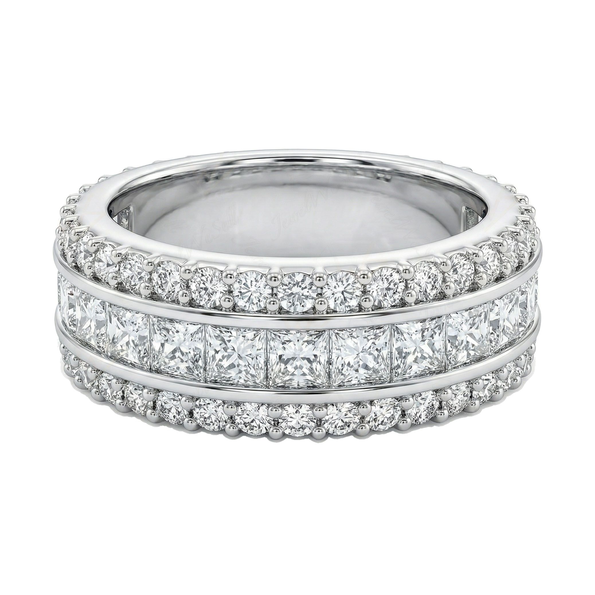2.33 ct EF VS Lab Grown Diamond Multi Row Wedding Band in 14k White Gold _ Sz0875 101621