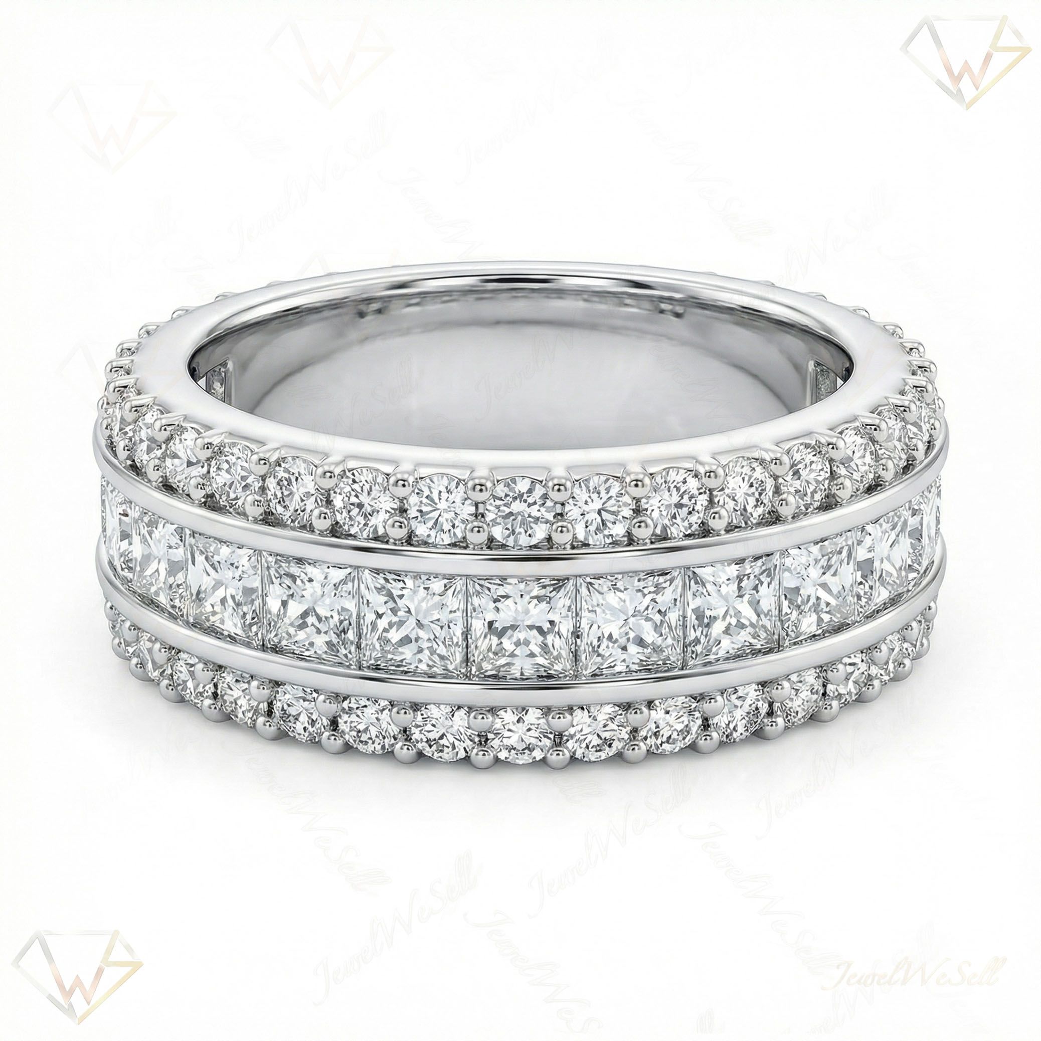 2.33 ct EF VS Lab Grown Diamond Multi Row Wedding Band in 14k White Gold _ Sz0525 101621