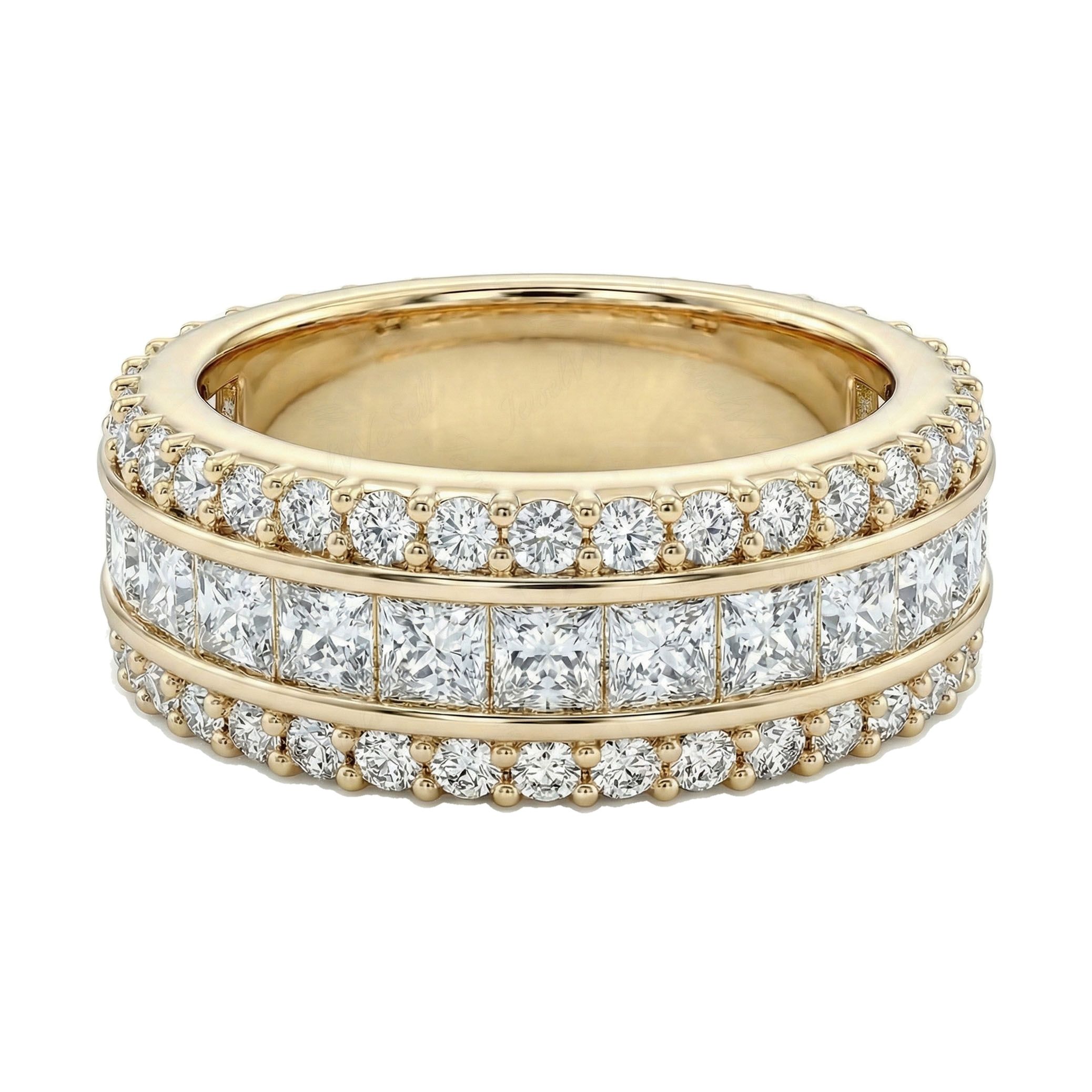 2.33 ct EF VS Lab Grown Diamond Multi Row Wedding Band in 14k Yellow Gold _ Sz0875 101621
