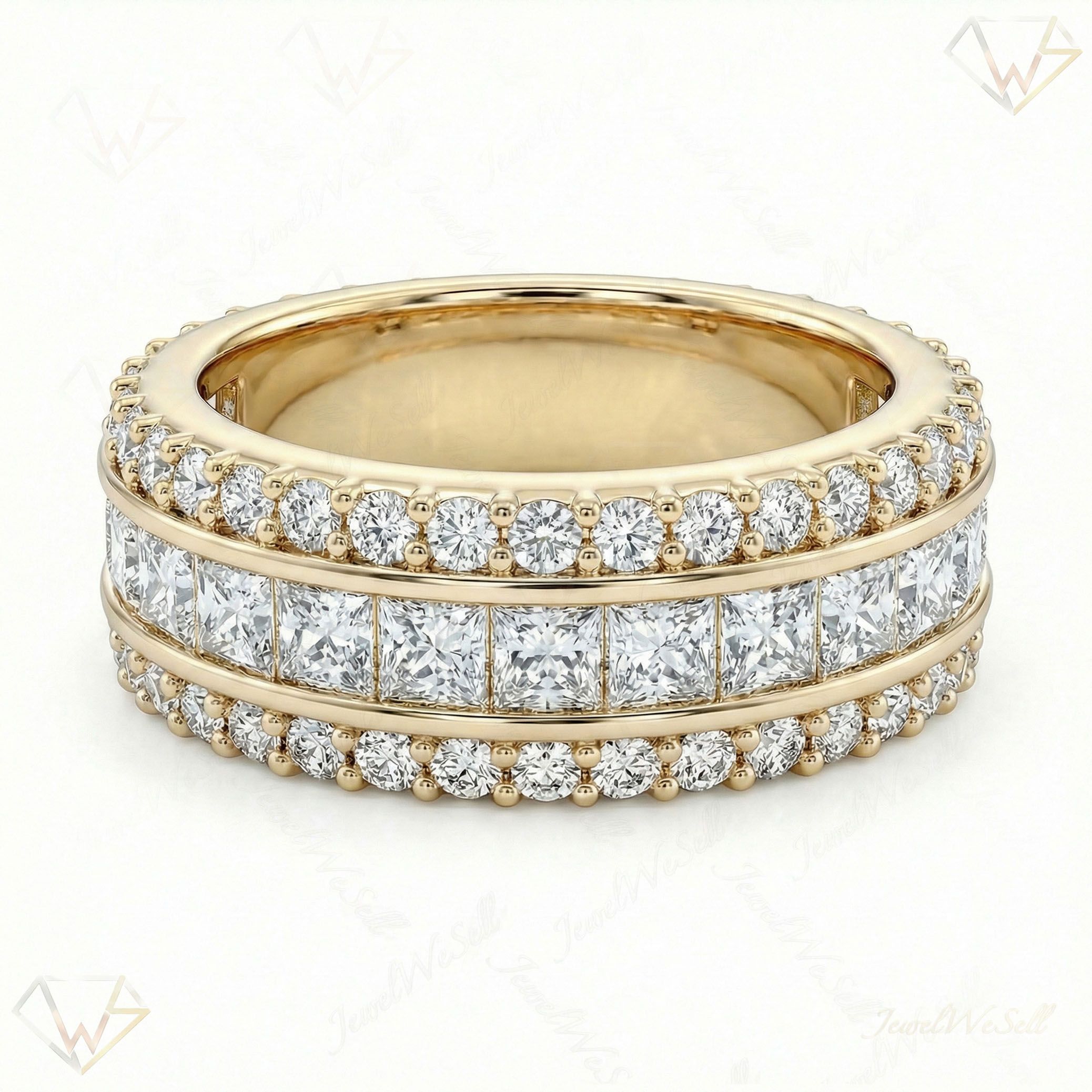 2.33 ct EF VS Lab Grown Diamond Multi Row Wedding Band in 10k Yellow Gold _ Sz0475 101621