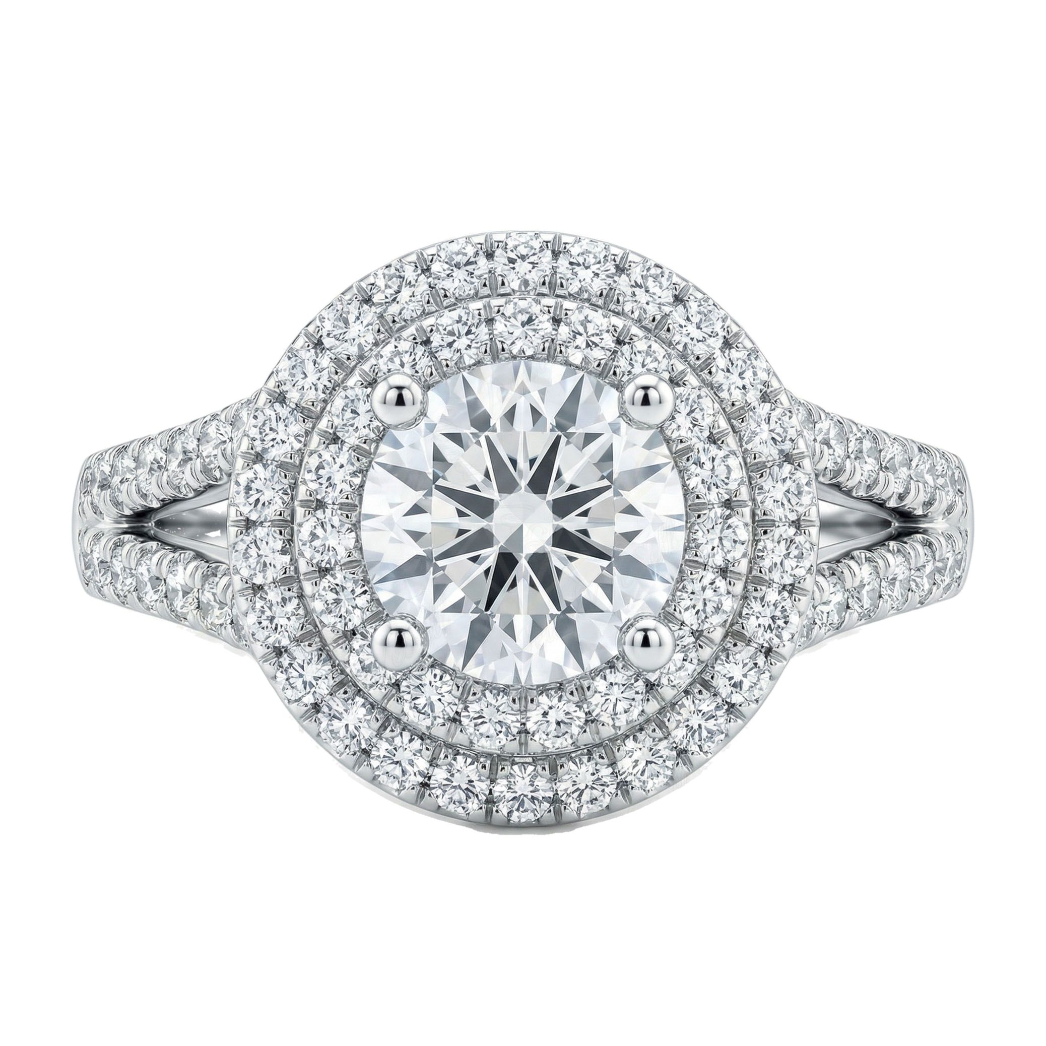 2.10 ct EF VS Lab Grown Diamond Halo Engagement Ring in 14k White Gold _ Sz0525 101629