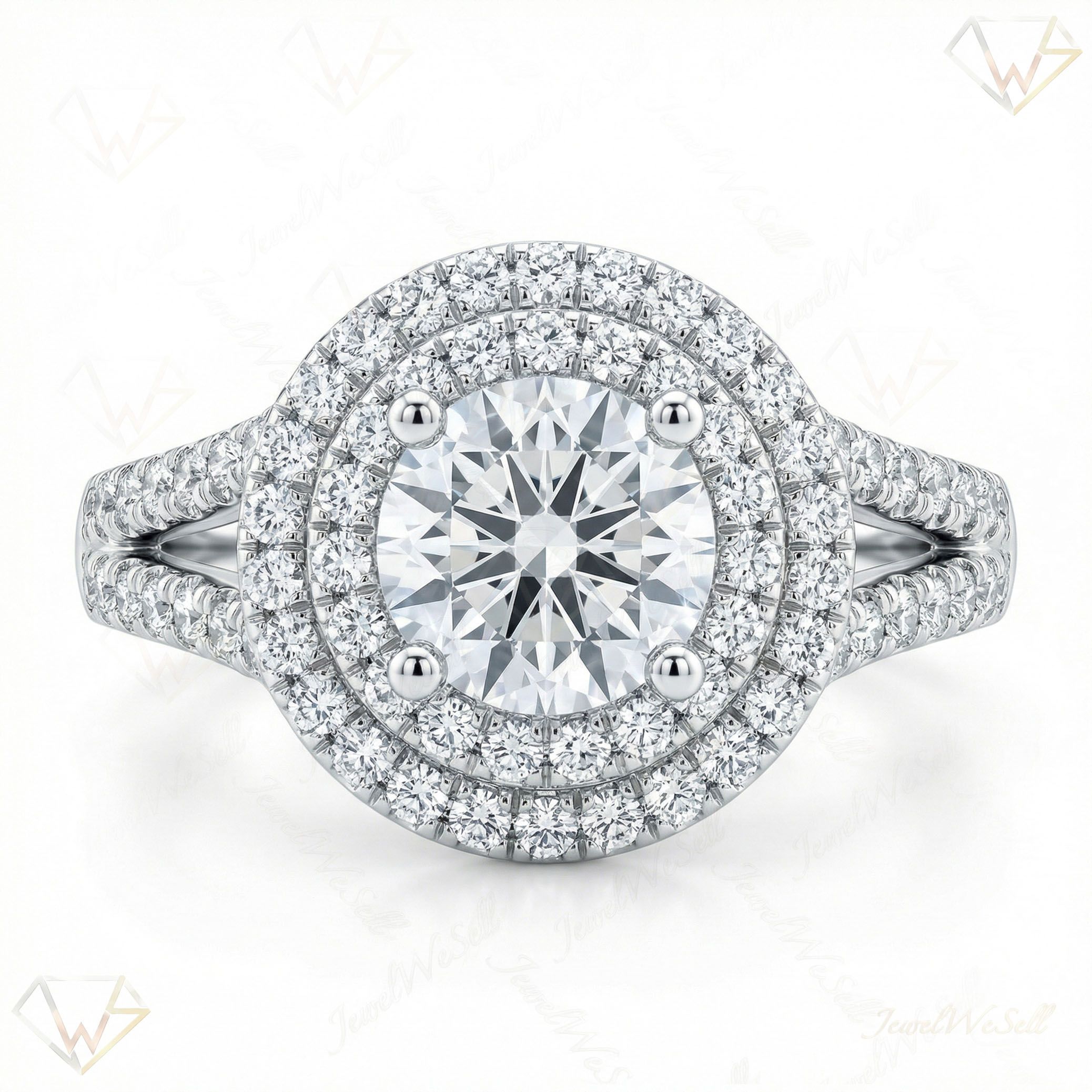 2.10 ct EF VS Moissanite Halo Engagement Ring in 925 Sterling SIlver _ Sz0450 101629