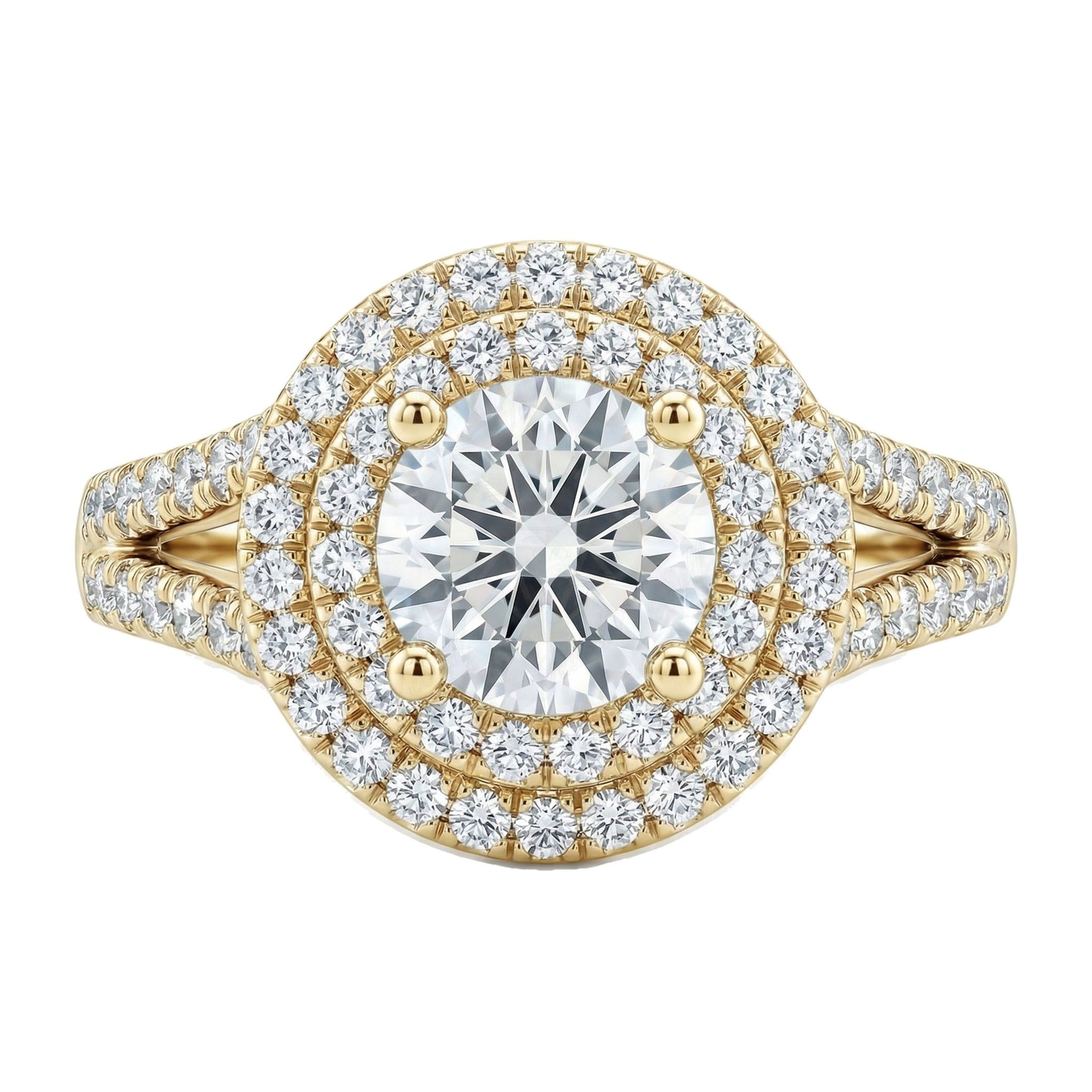 2.10 ct EF VS Lab Grown Diamond Halo Engagement Ring in 14k Yellow Gold _ Sz0475 101629